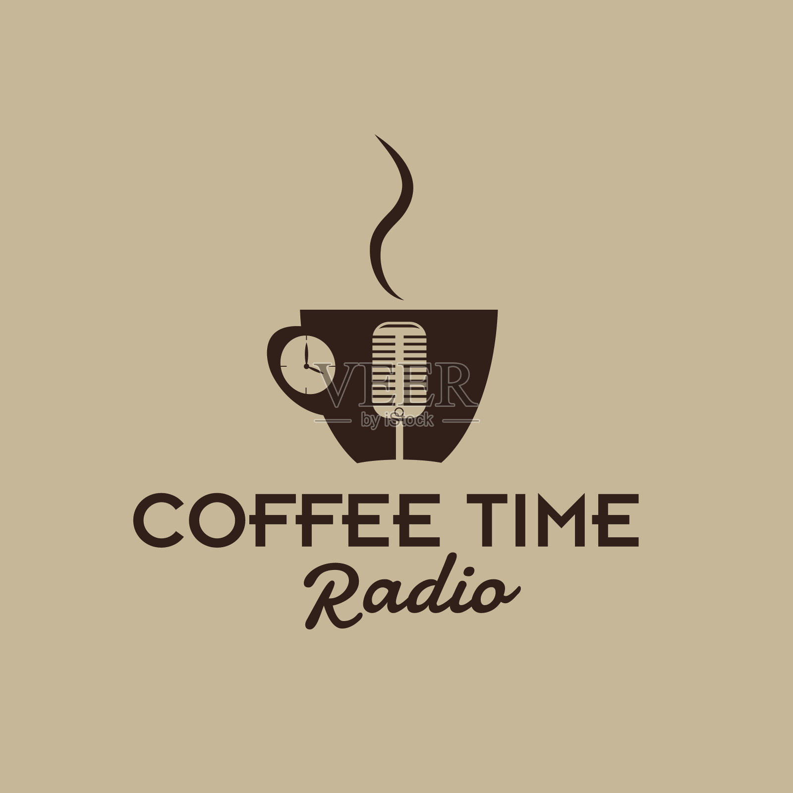 喝咖啡的时间广播插画图片素材