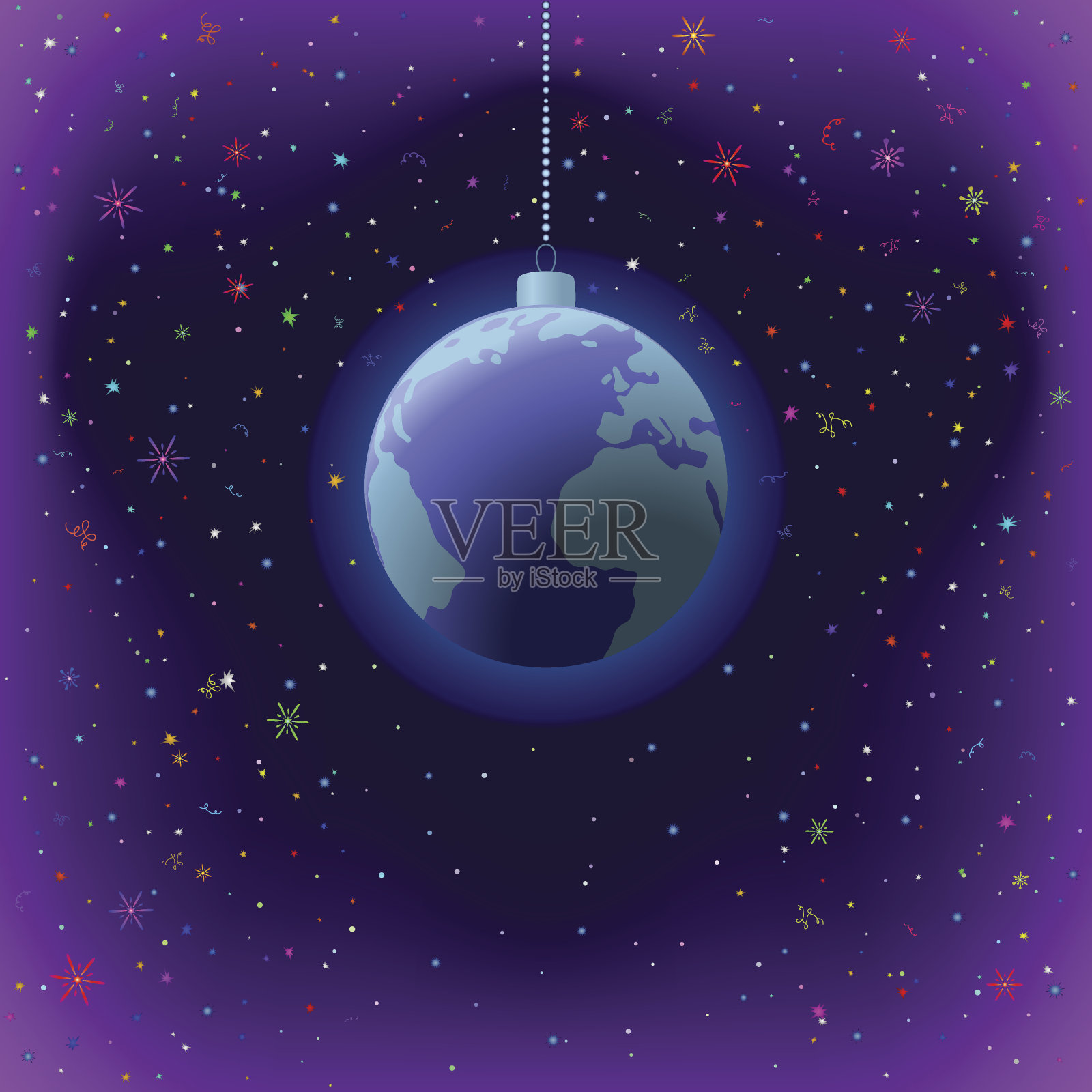 圣诞背景，太空中的地球插画图片素材