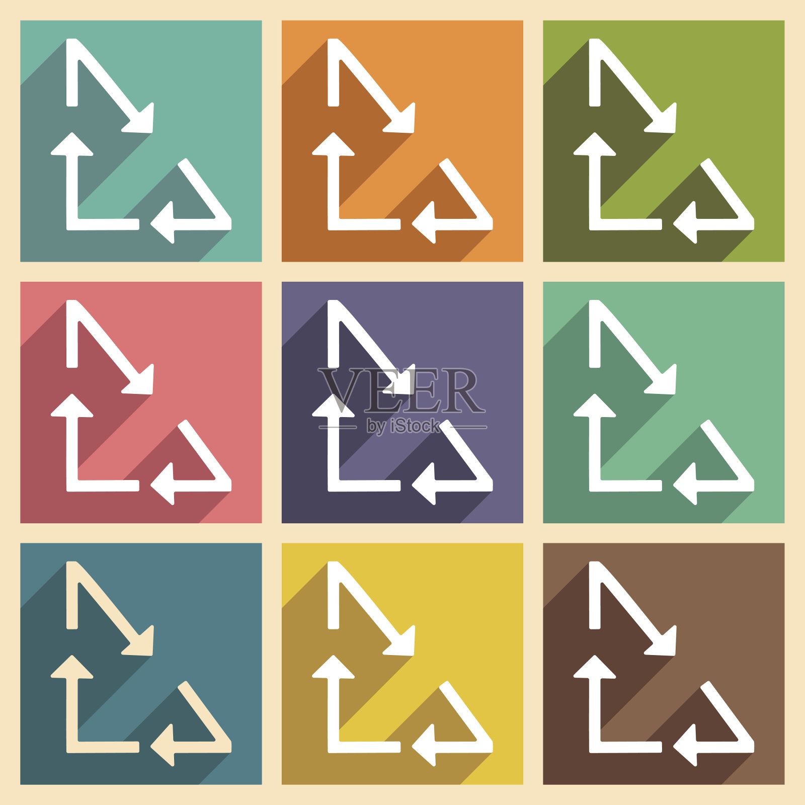 平面与阴影概念和移动应用箭头插画图片素材