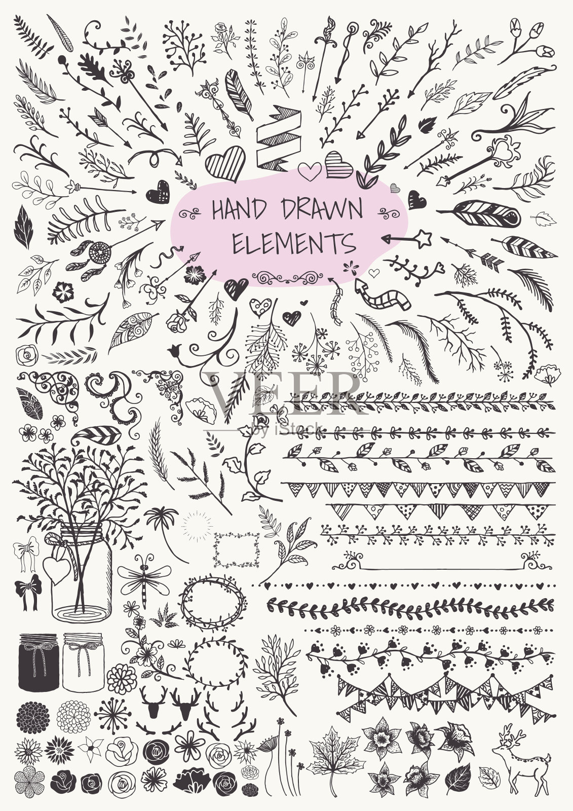 手绘花卉插画图片素材