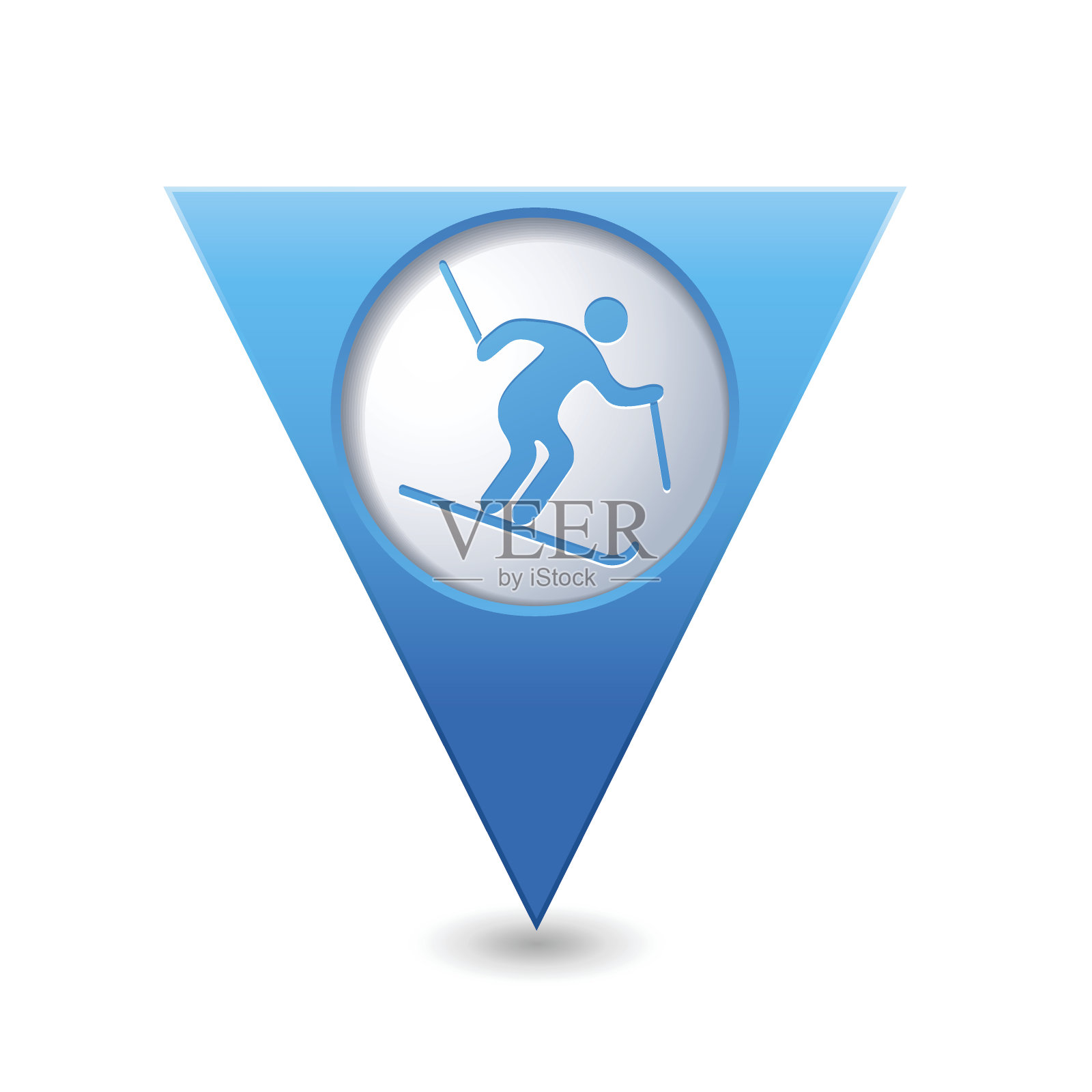 地图指针与下坡滑雪图标图标素材