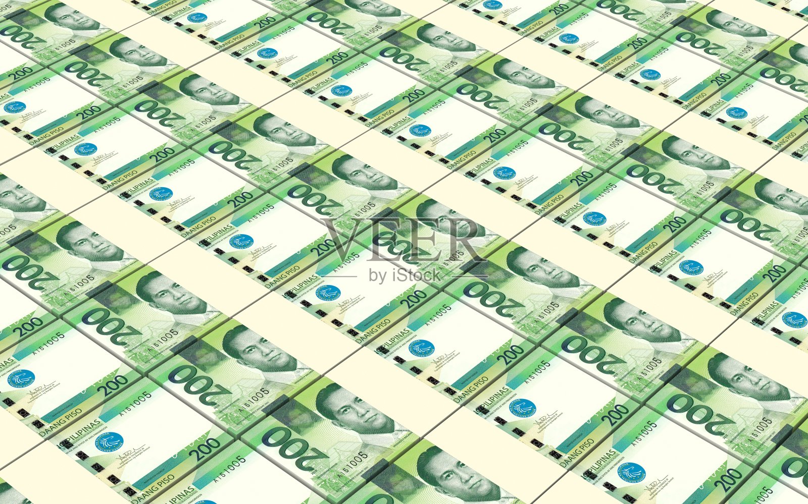 菲律宾比索钞票堆积如山。照片摄影图片