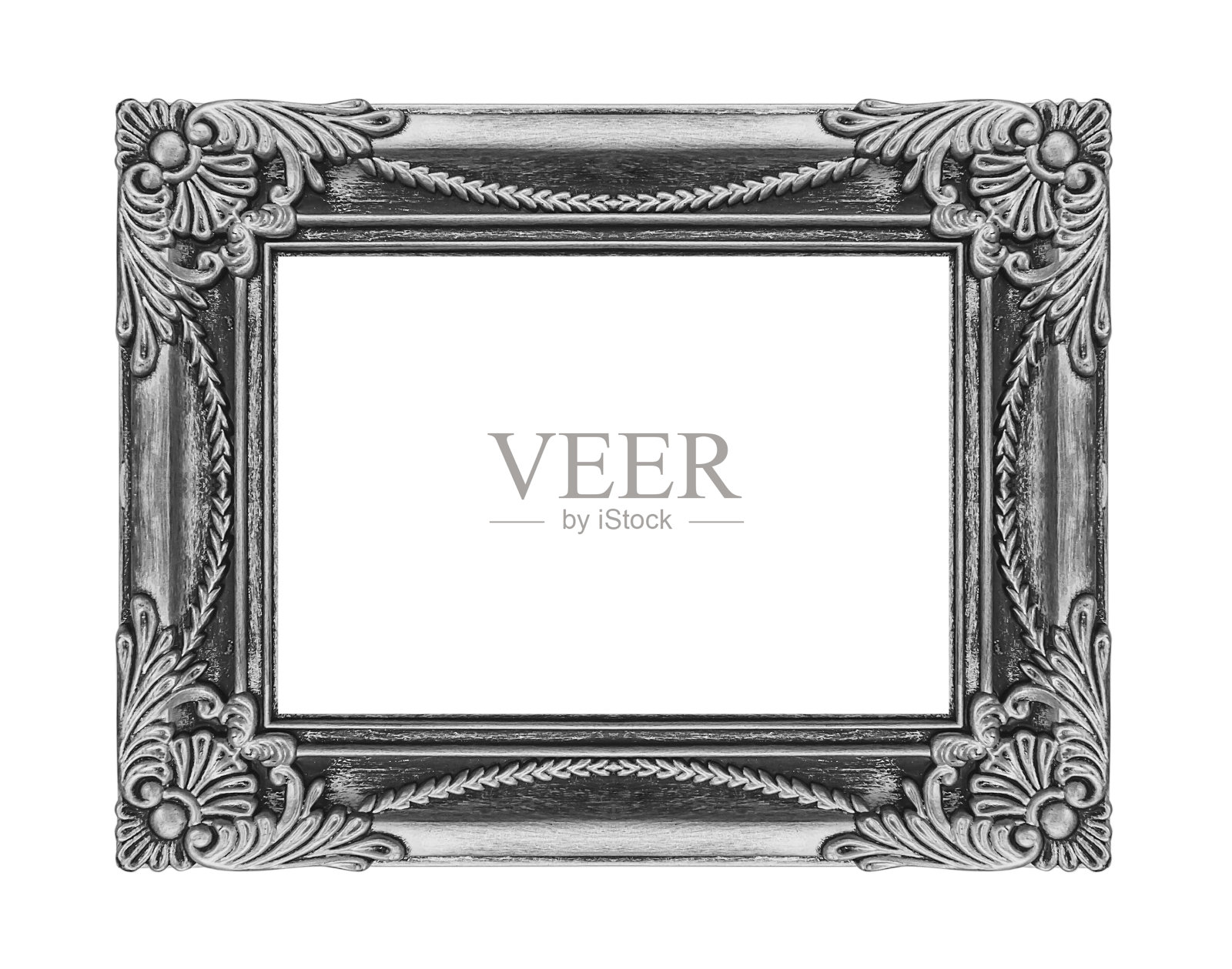 复古的灰色框架孤立的白色背景，与剪辑p照片摄影图片