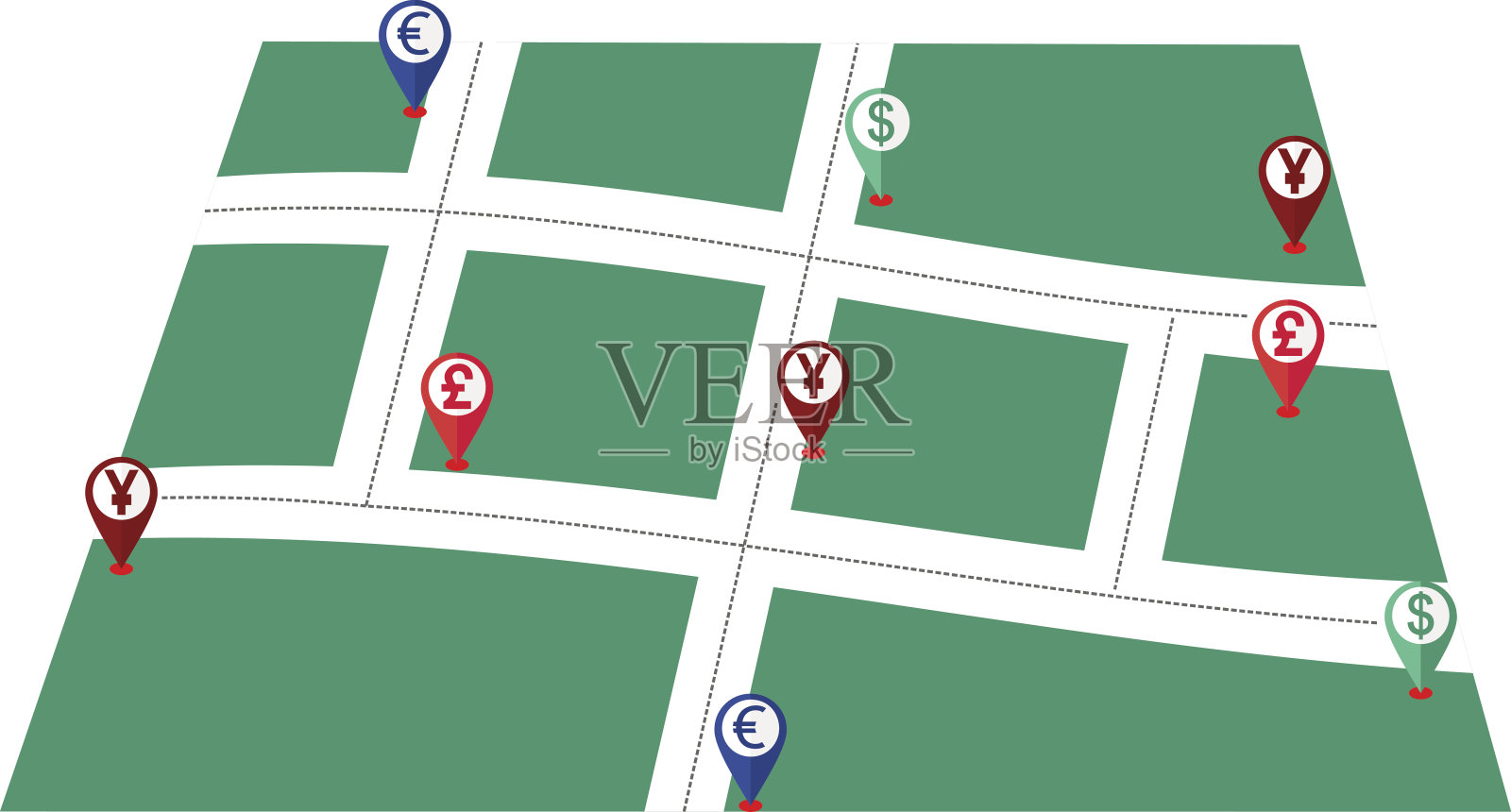 商业金钱地图指针图标插画图片素材