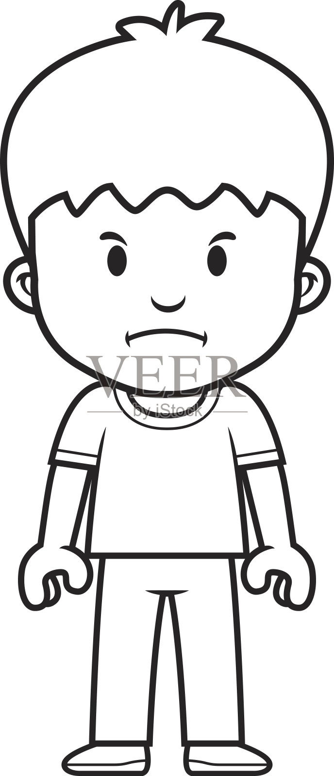 卡通男孩疯了设计元素图片