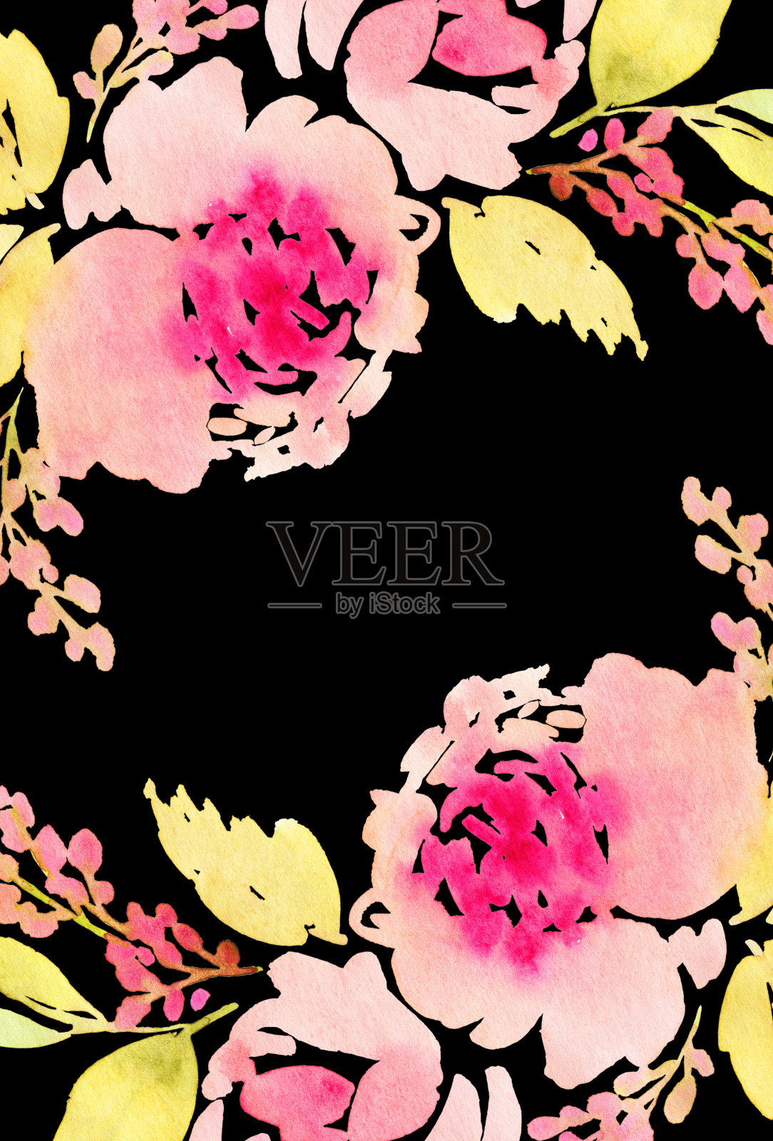 贺卡。水彩花卉背景插画图片素材