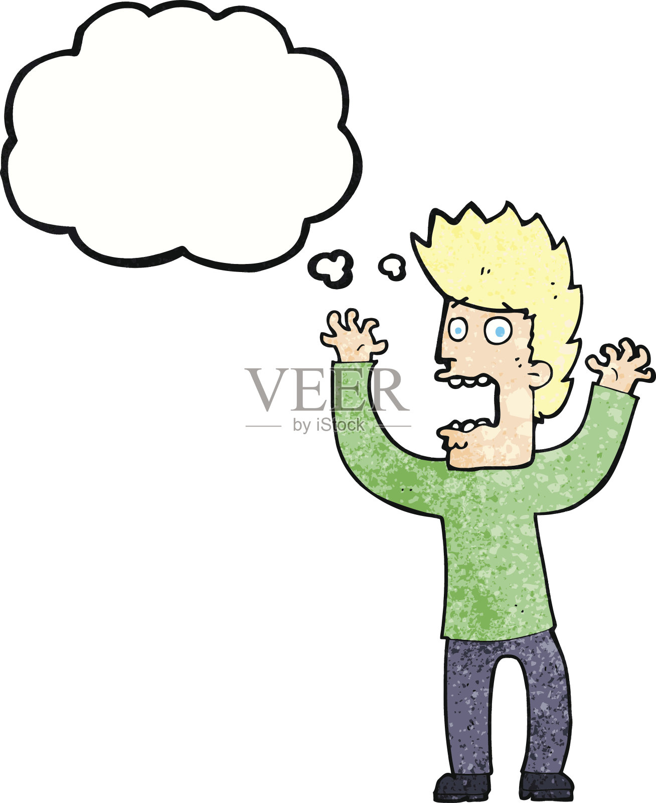 卡通人物用思想泡泡吓坏了人插画图片素材