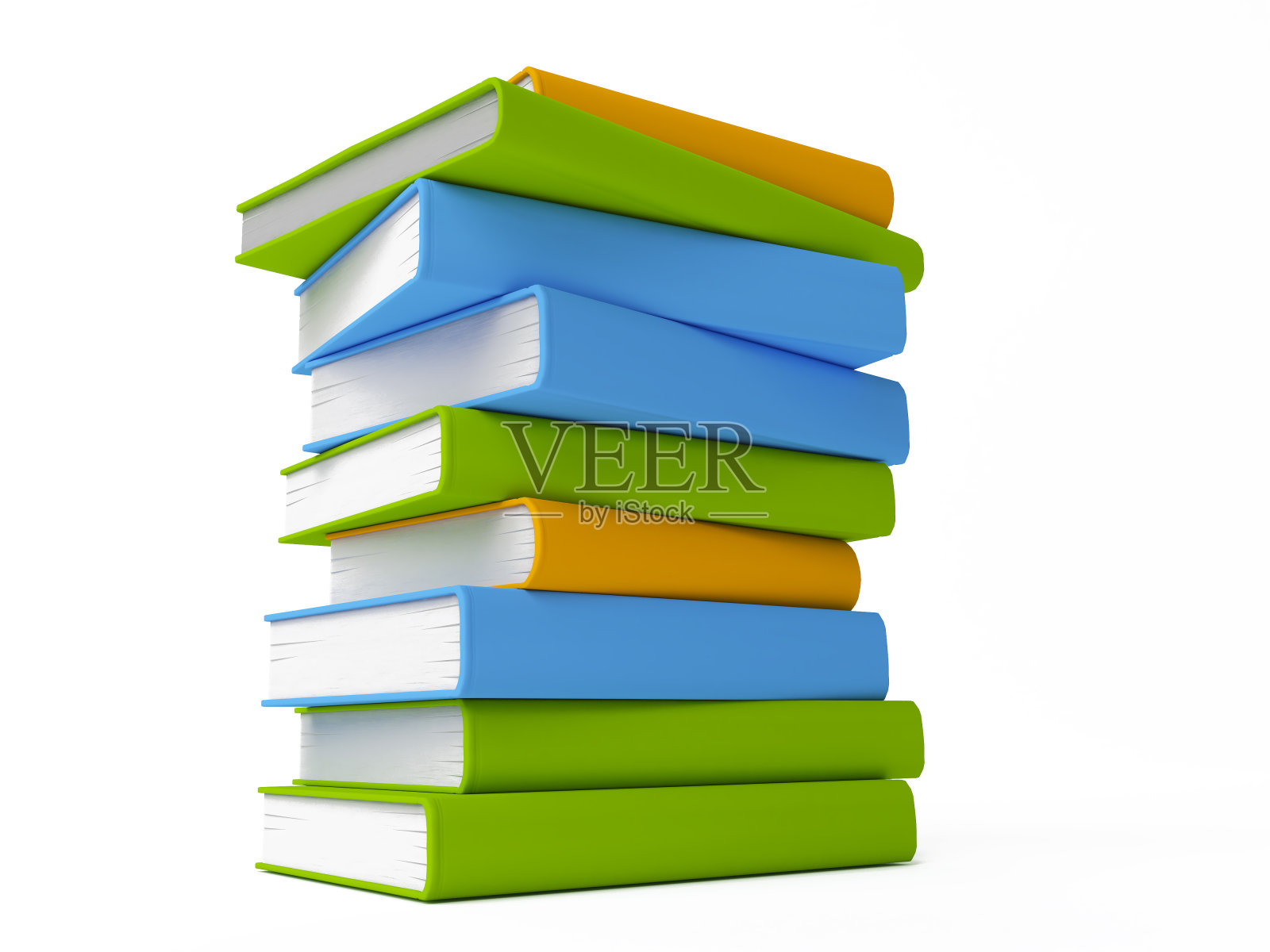 一排彩色的书孤立在白色上照片摄影图片