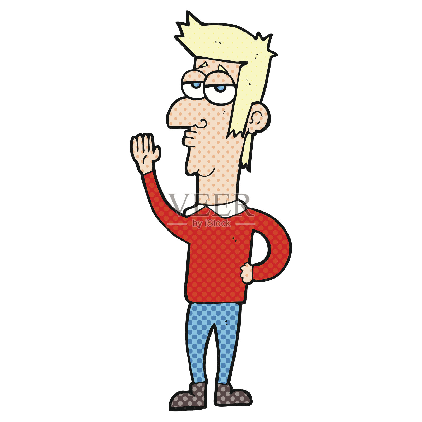 漫画风格的卡通人物挥手设计元素图片