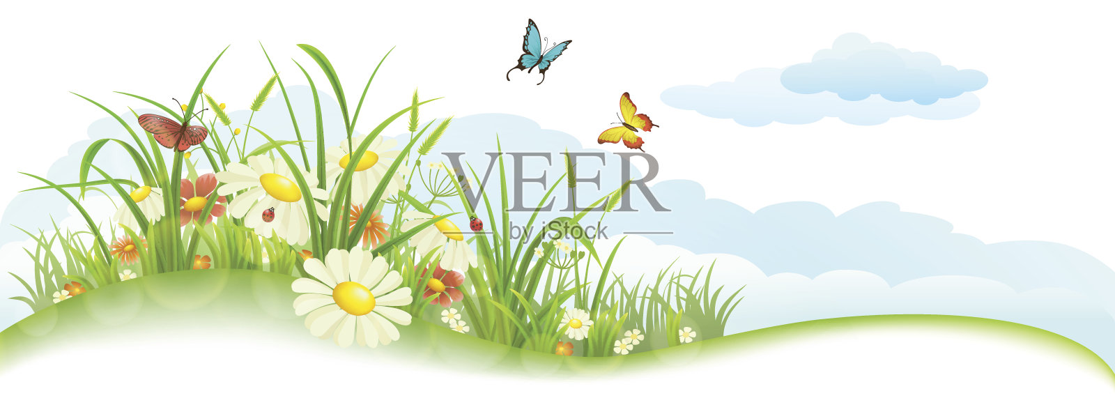 绿色的夏天横幅插画图片素材