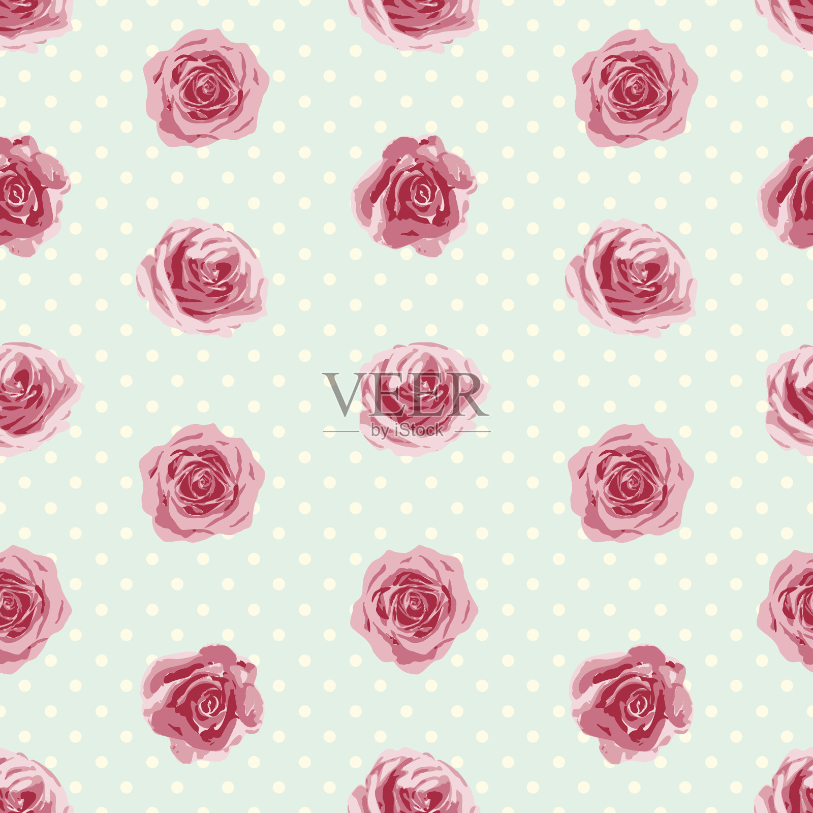 花无缝图案与玫瑰。矢量图插画图片素材