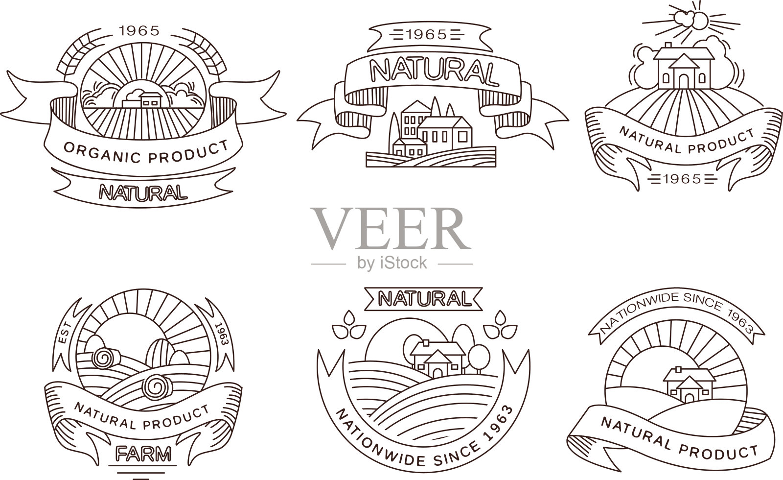 复古农场新鲜标签，徽章和设计元素插画图片素材