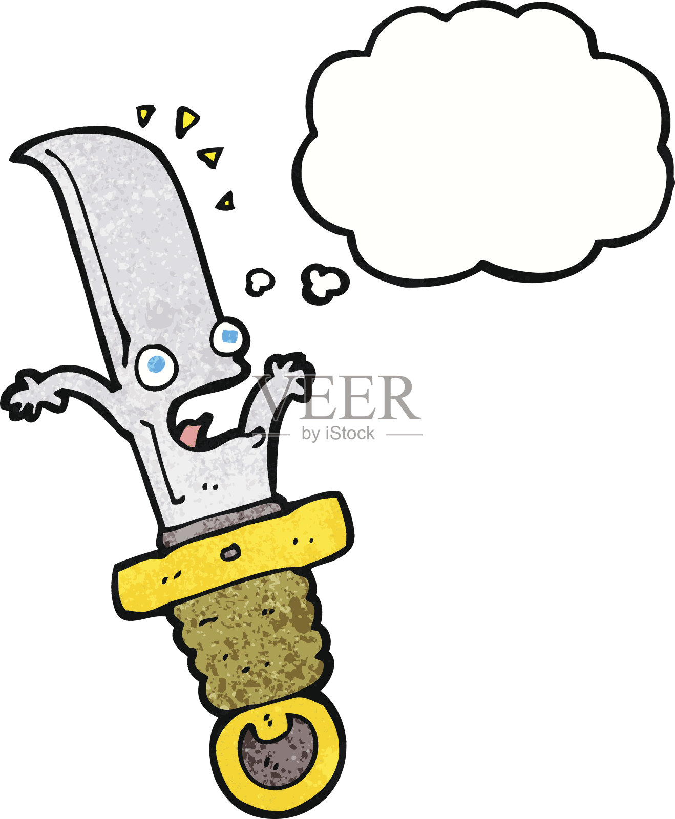 卡通吓刀带着思想泡泡设计元素图片