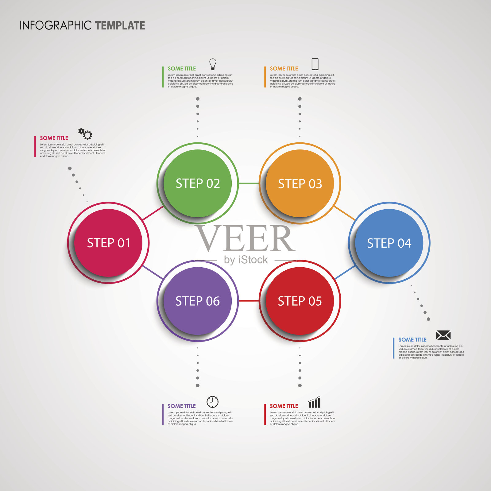 信息图形与彩色设计圆形指针模板插画图片素材