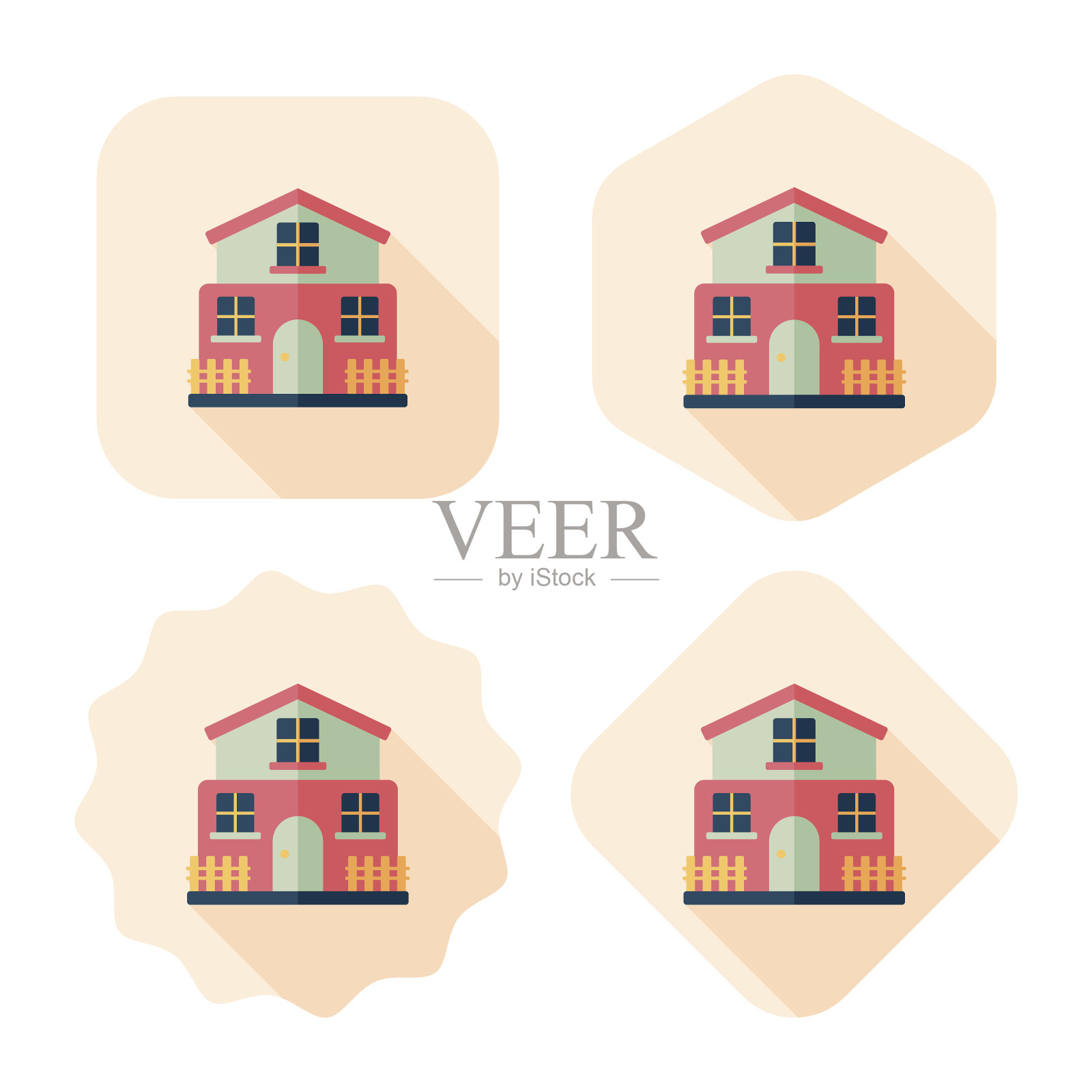 建筑平面图标与长阴影，eps10图标素材