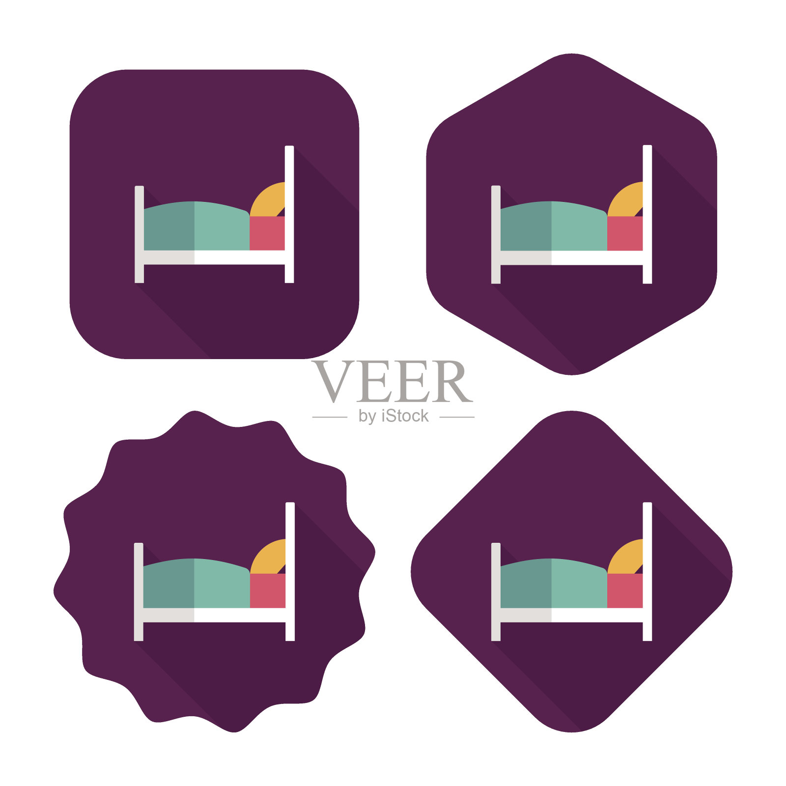 酒店平面图标与长影子图标素材