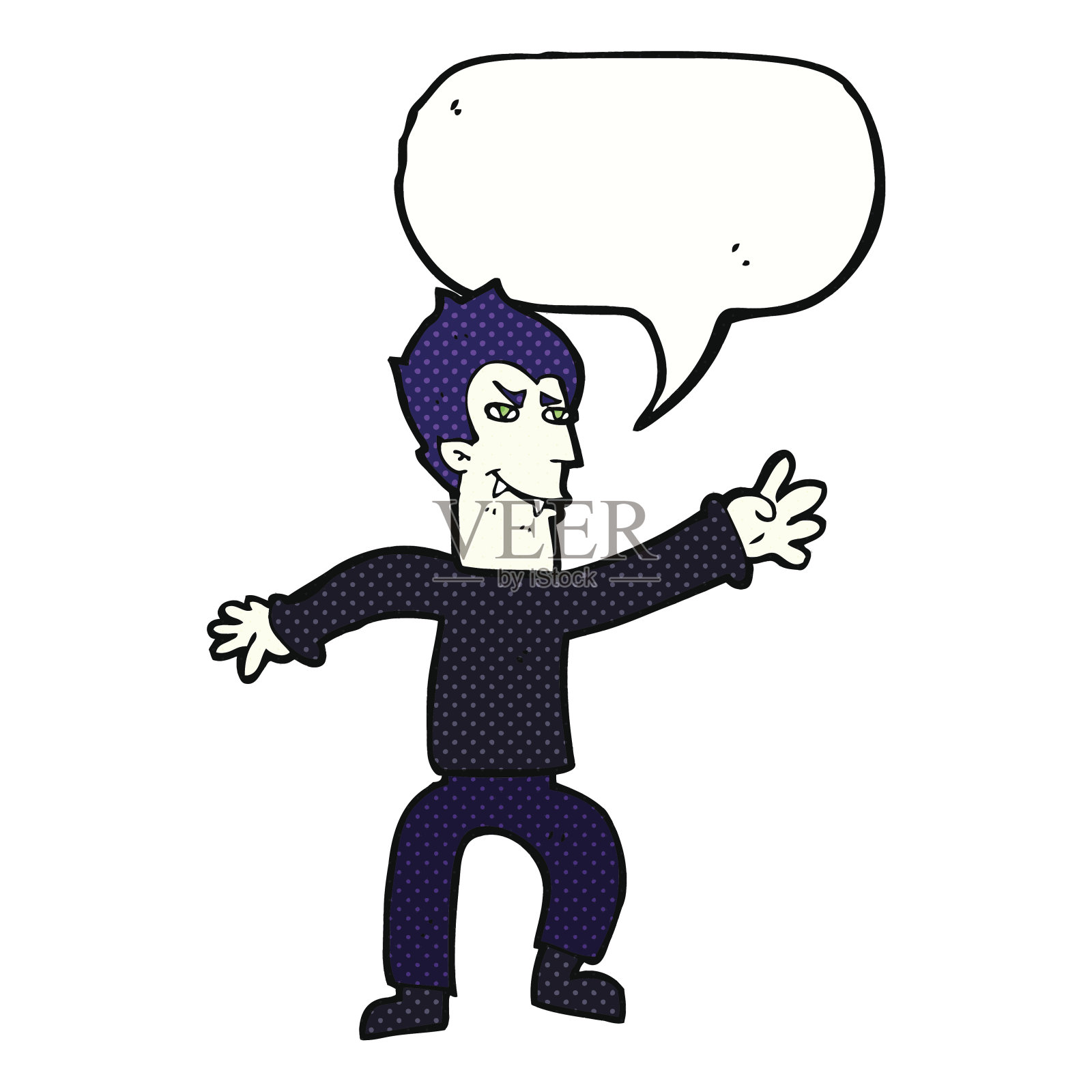 卡通吸血鬼男人和语音泡泡设计元素图片