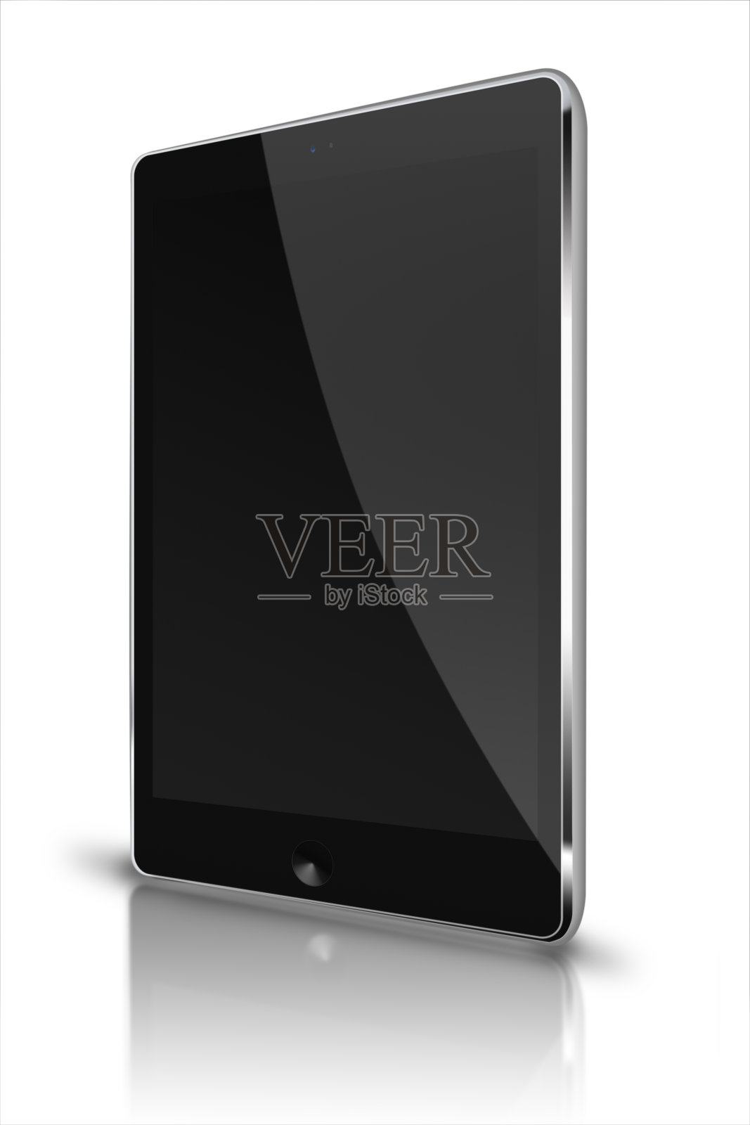 真实的黑屏平板电脑。照片摄影图片