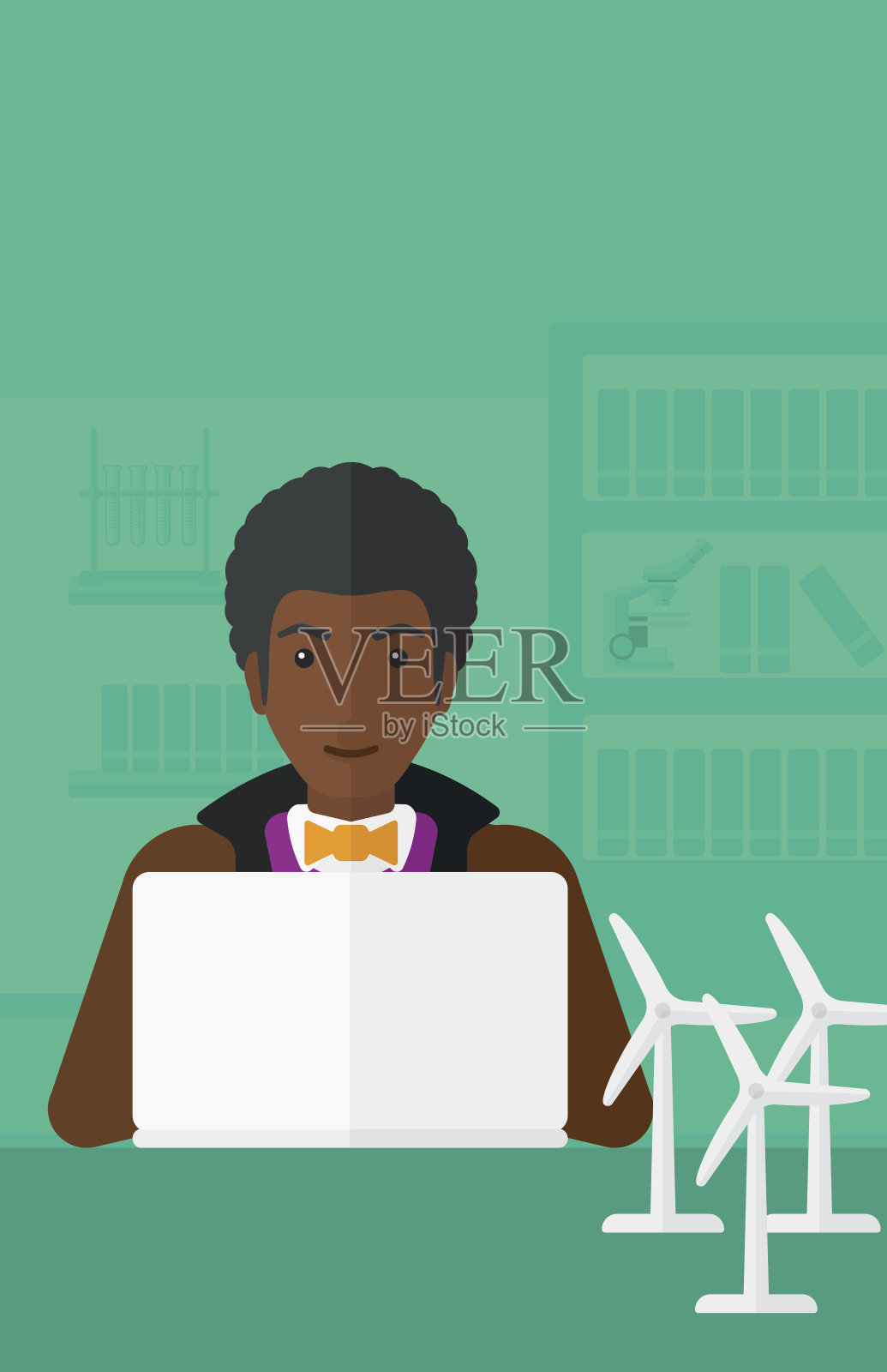 用笔记本电脑工作的人插画图片素材