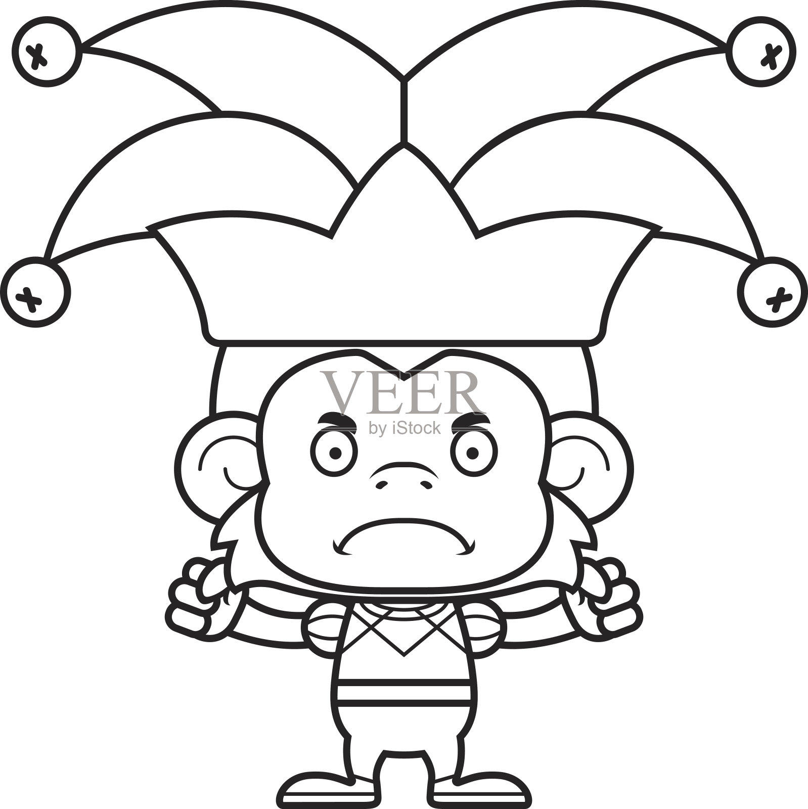 卡通愤怒的小丑猴子插画图片素材