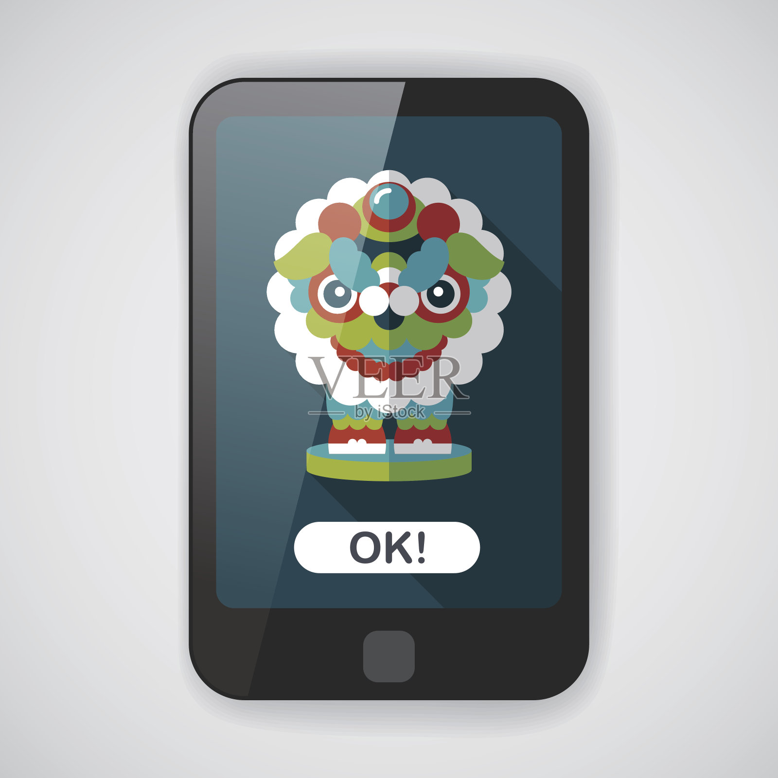 中国新年的标志平与长影子插画图片素材