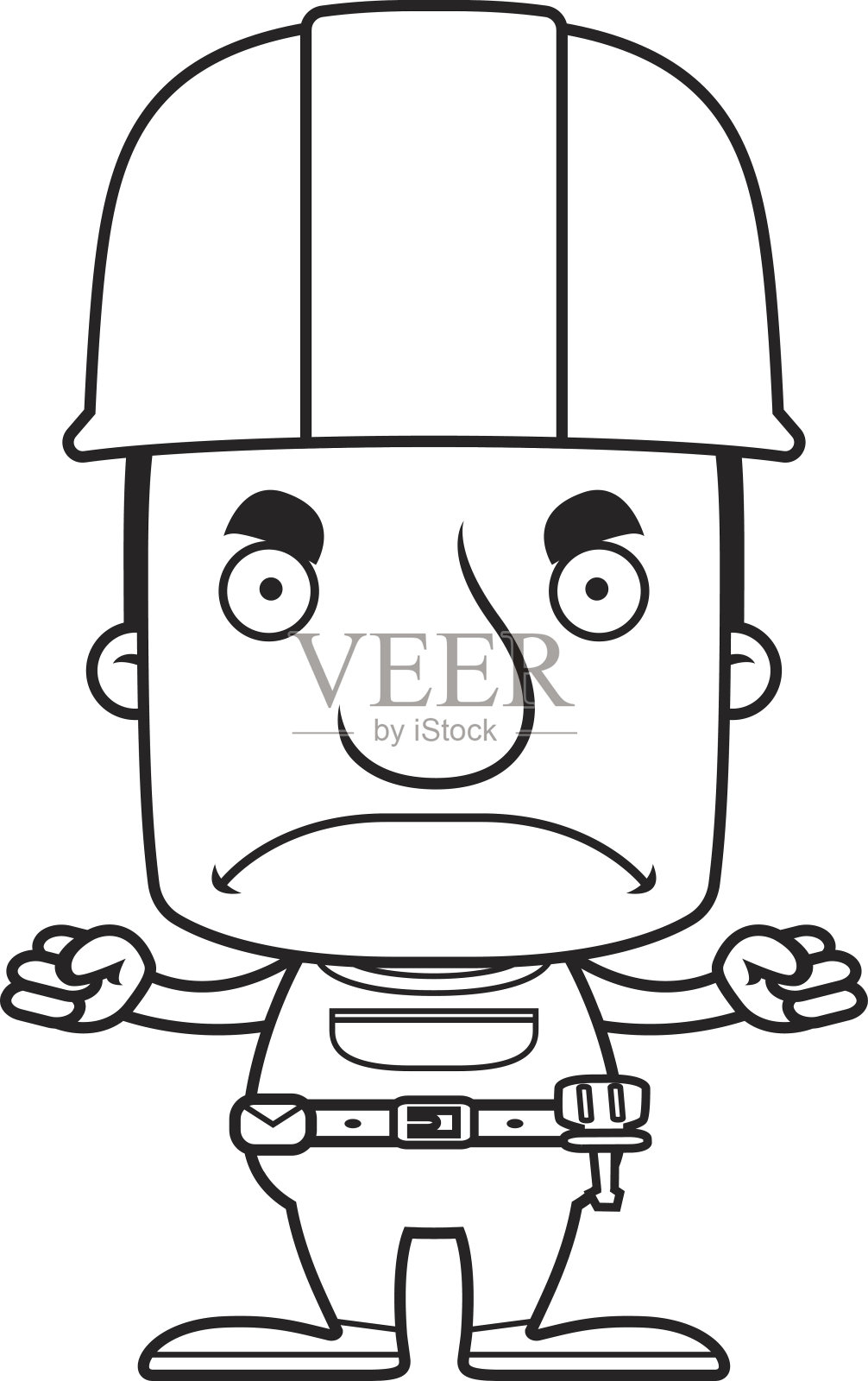 卡通愤怒的建筑工人设计元素图片