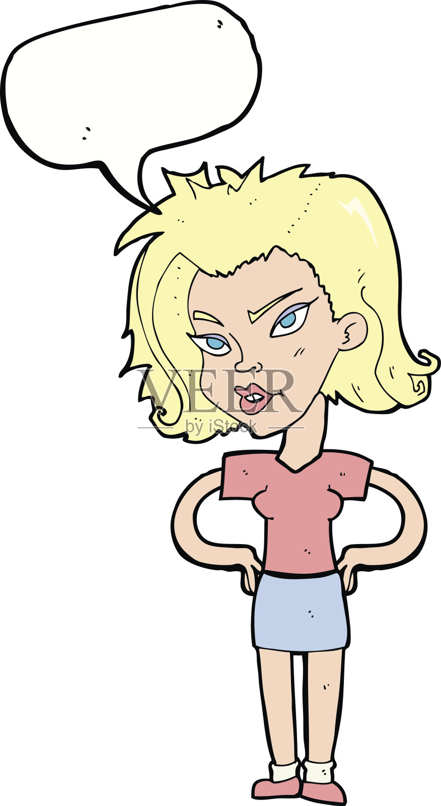 卡通女人手放在屁股上说话气泡设计元素图片