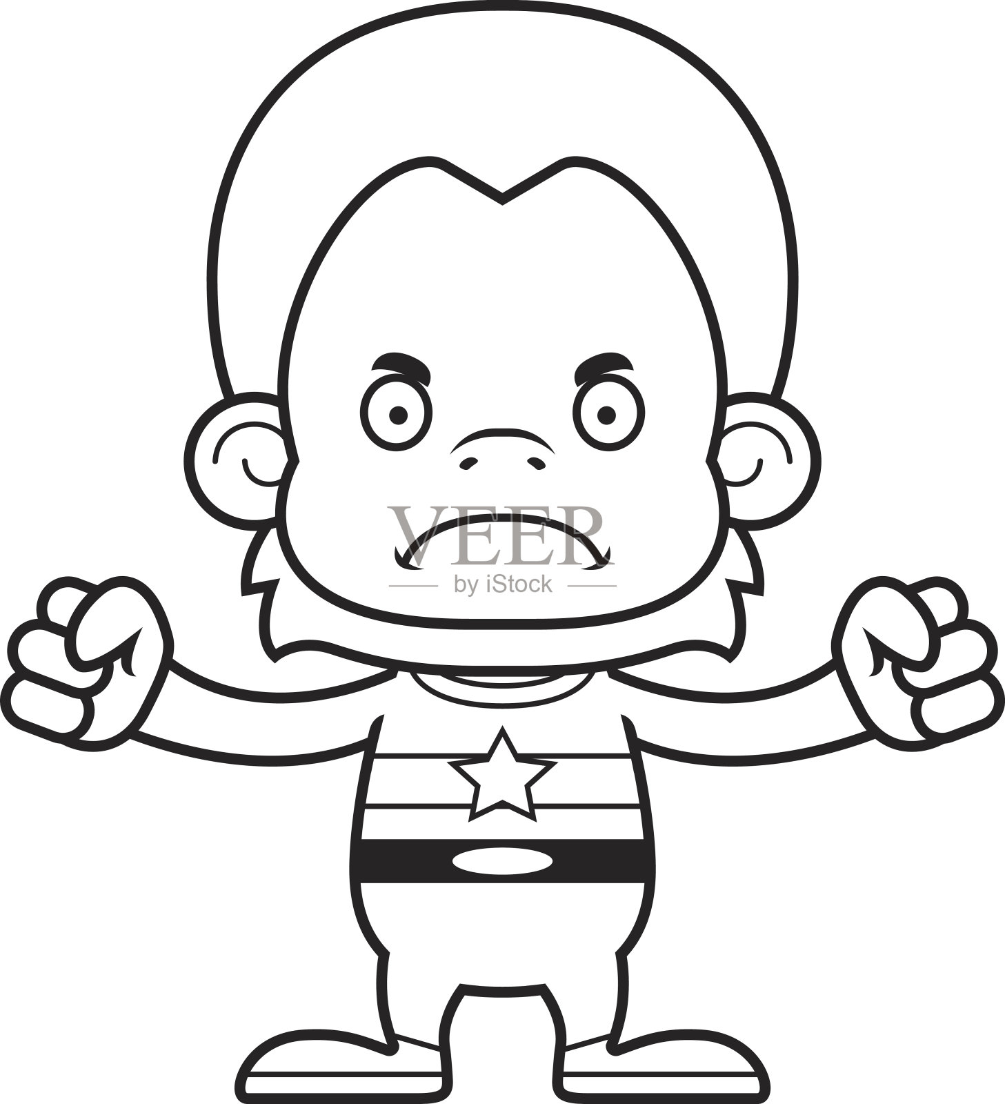 卡通愤怒的超级英雄猩猩插画图片素材