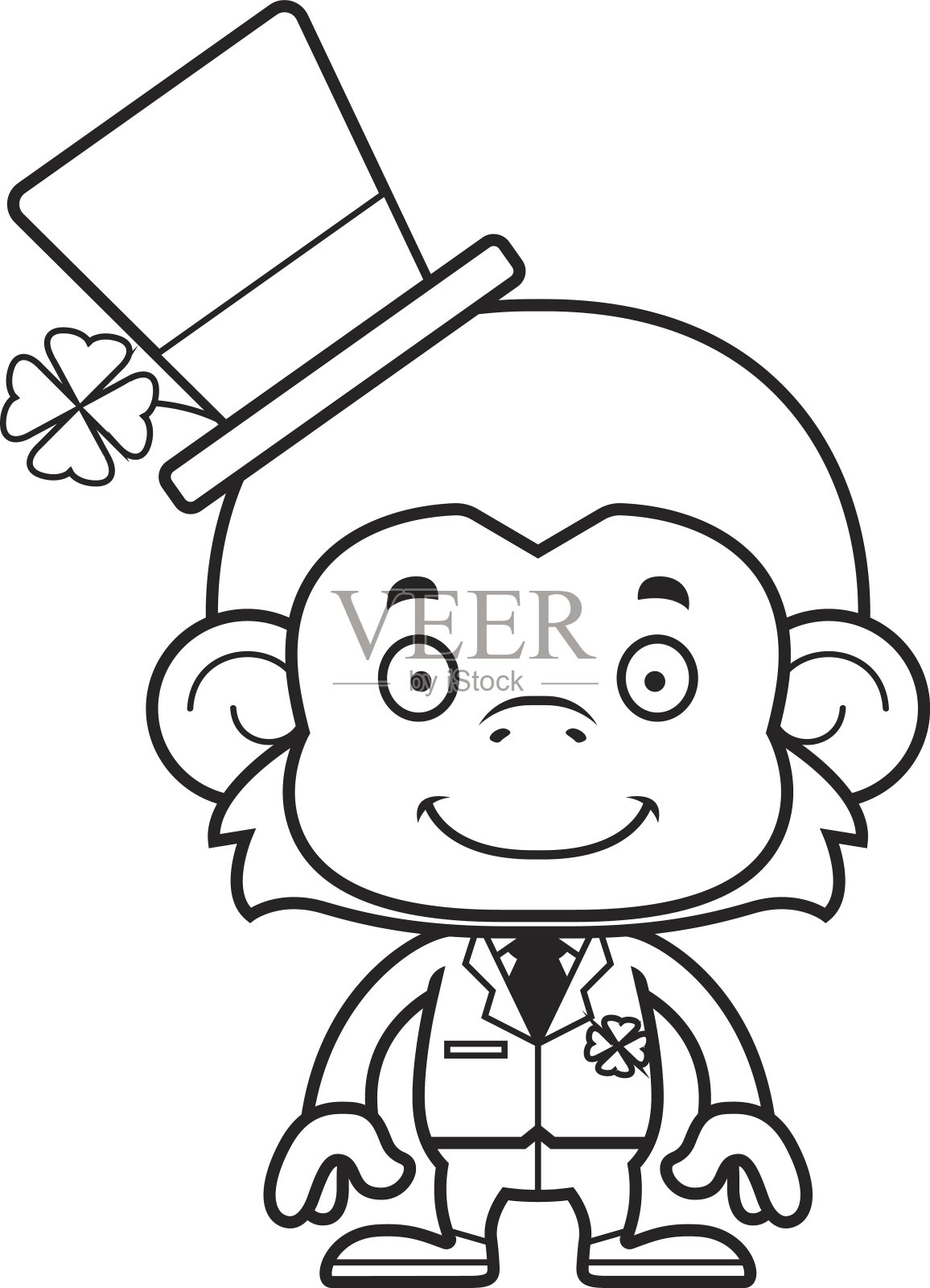 卡通微笑的爱尔兰猴子设计元素图片