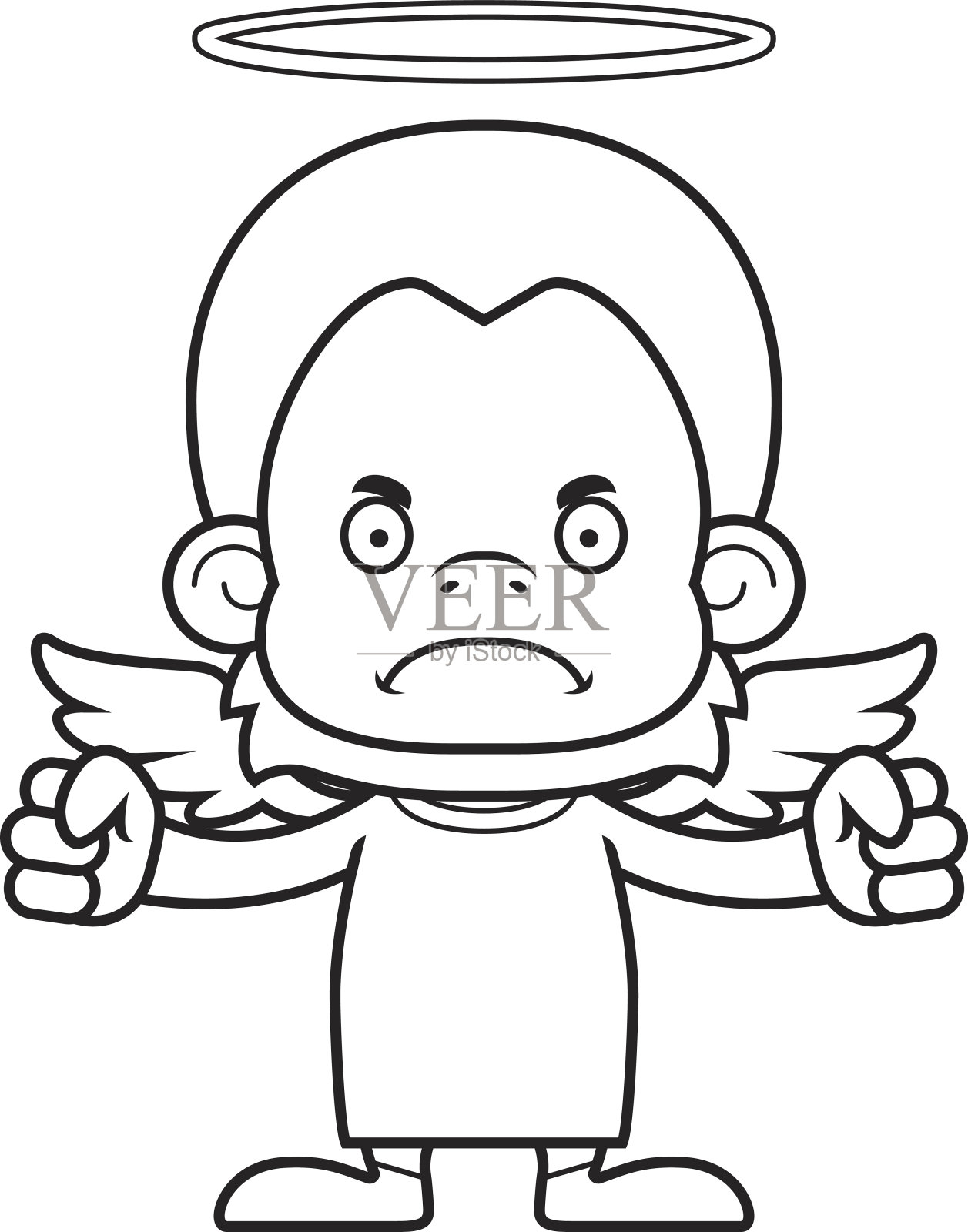 卡通愤怒天使猩猩插画图片素材