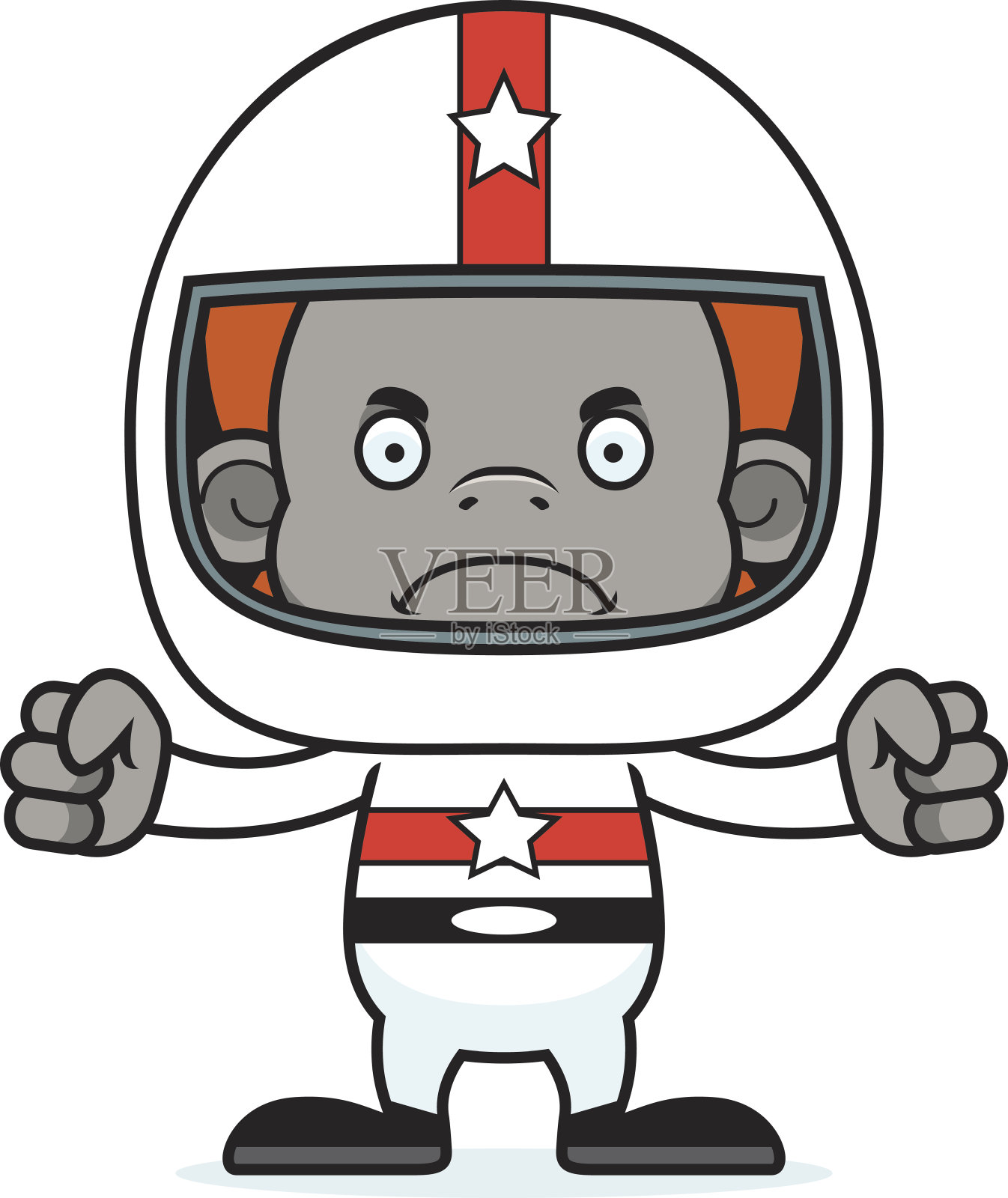 卡通愤怒的赛车手猩猩插画图片素材