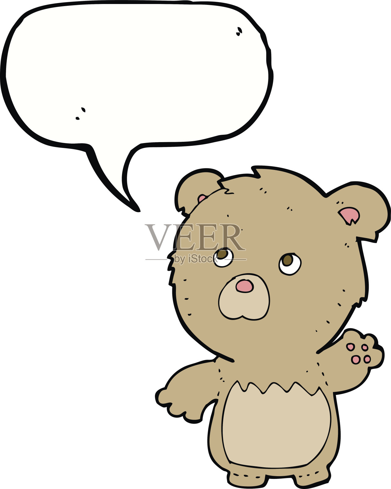 带泡泡的卡通泰迪熊设计元素图片