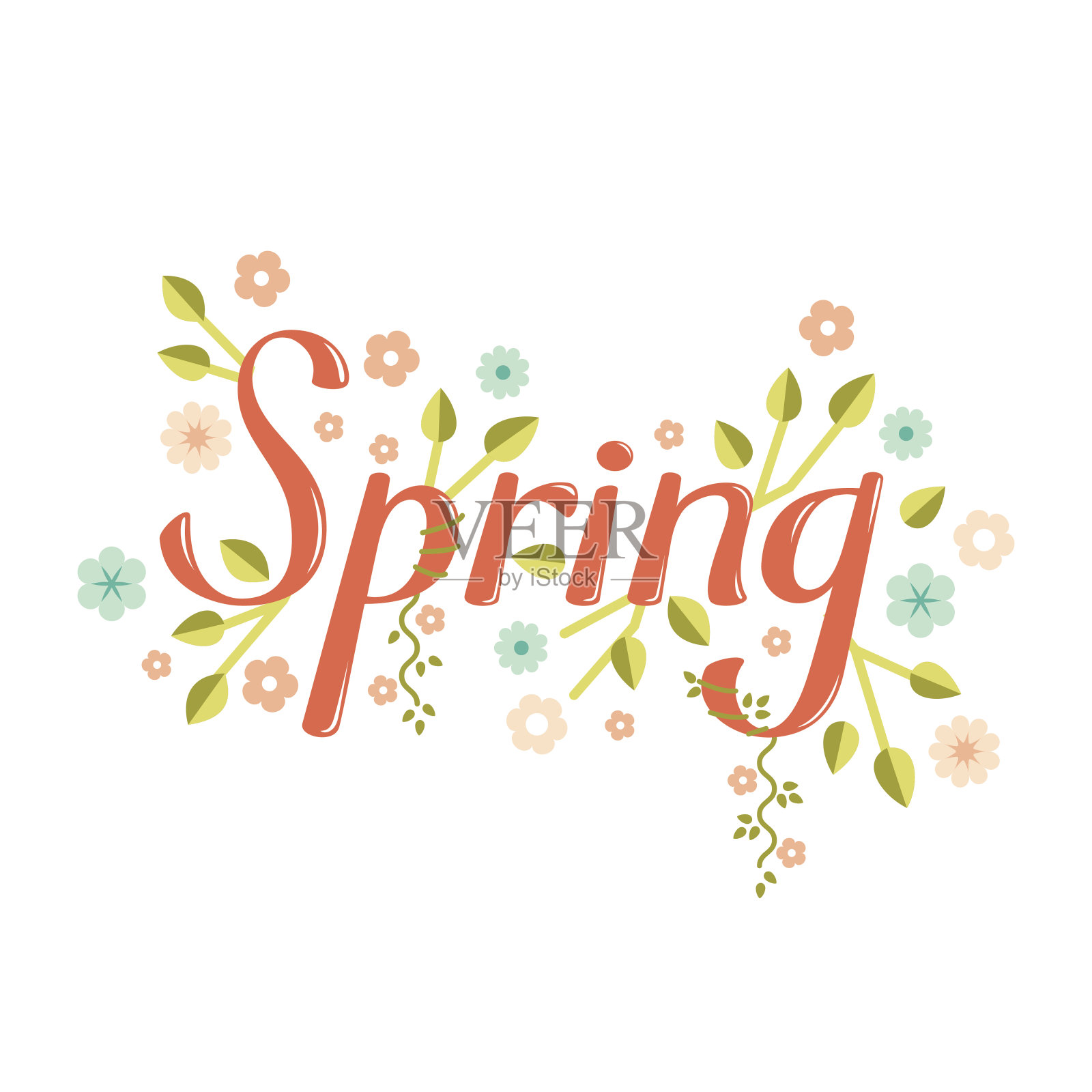 春天矢量字体插画图片素材