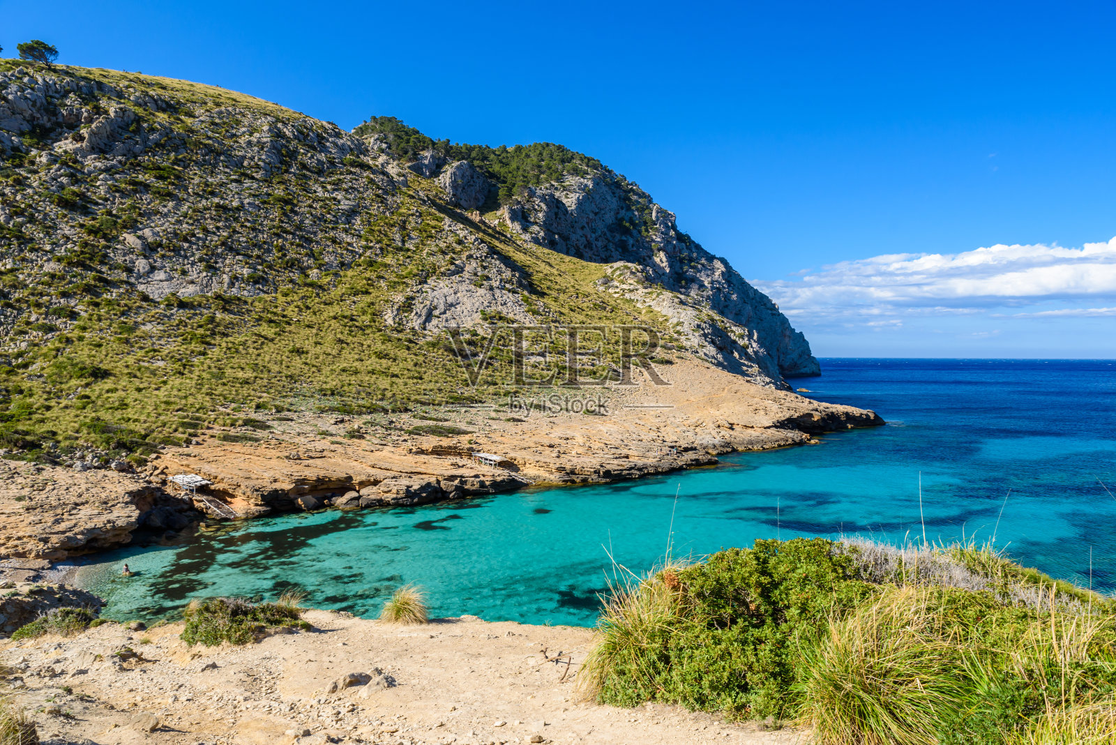 西班牙马略卡岛福门托角的菲格拉海湾照片摄影图片