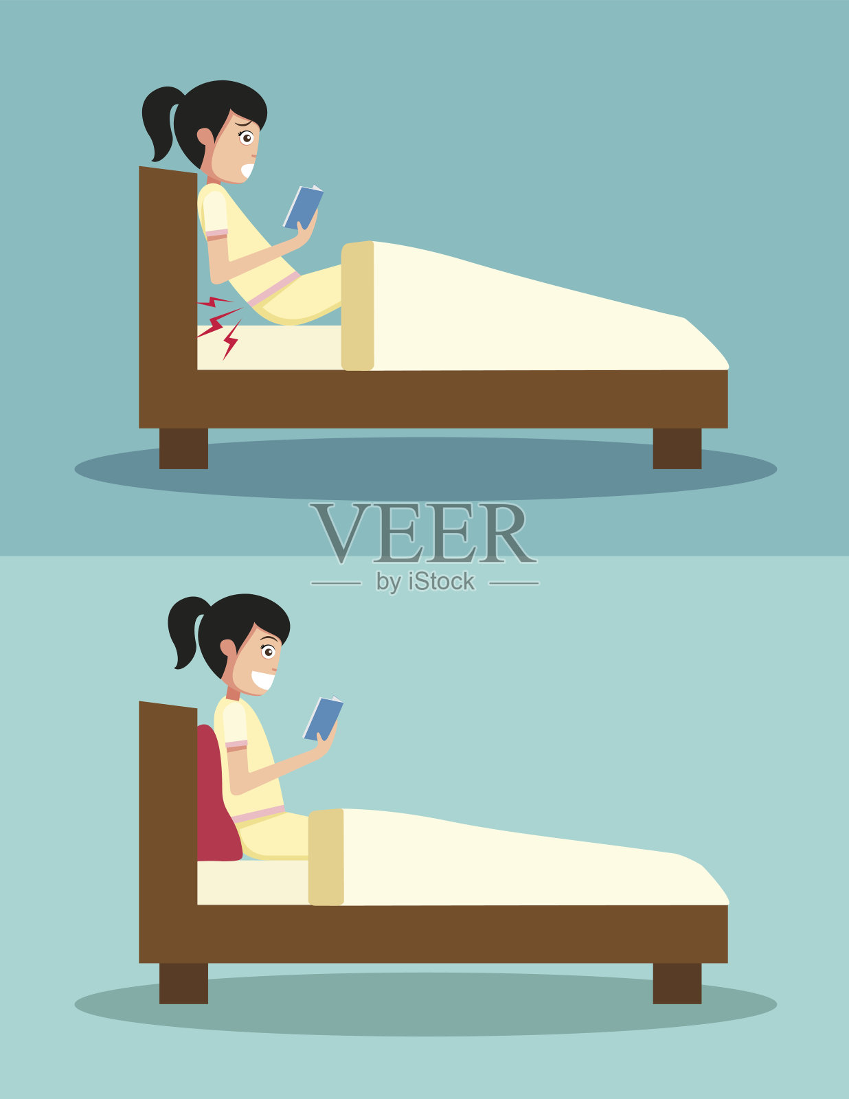 读一本书的最佳和最差姿势插画图片素材