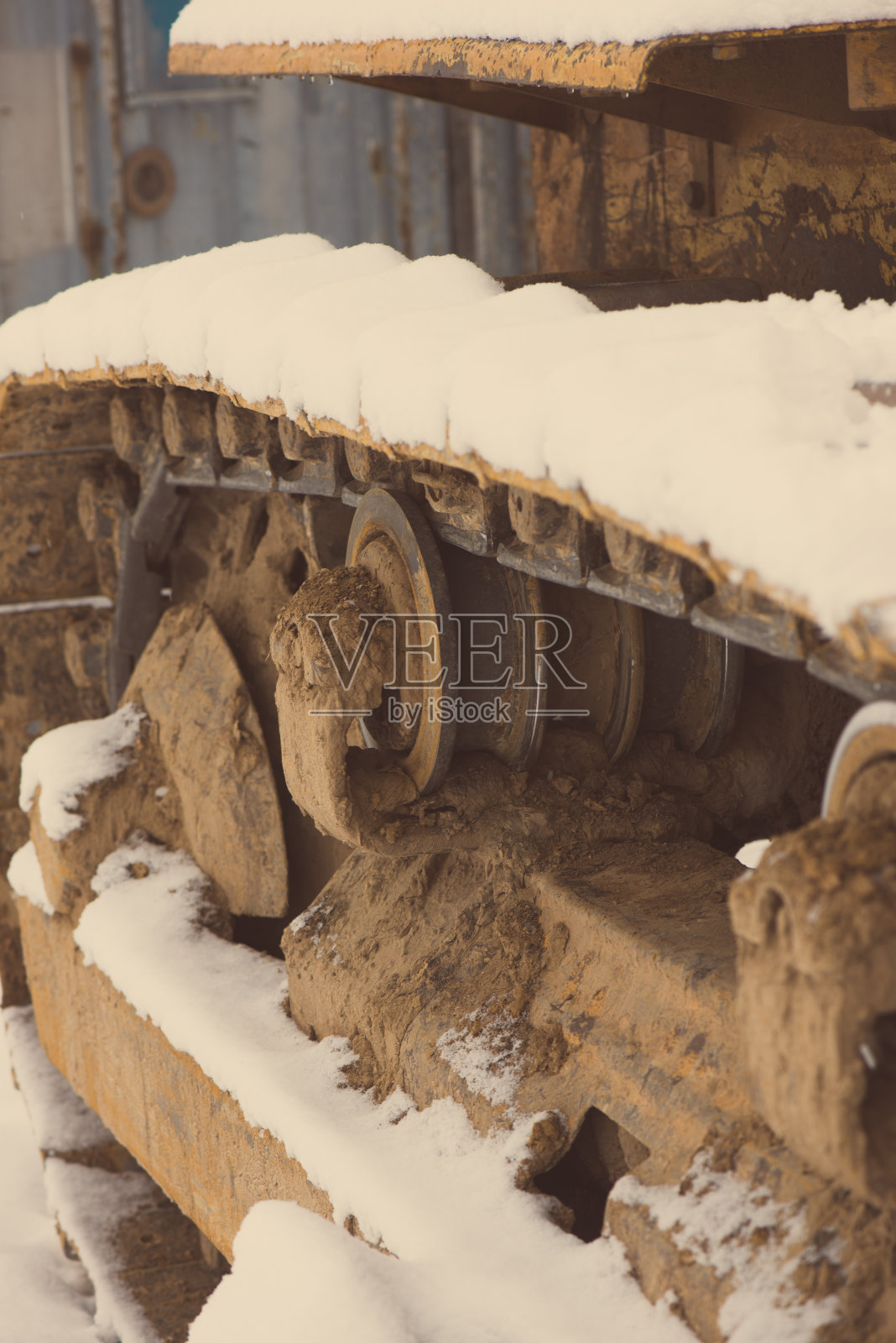 工地履带细节-老照片照片摄影图片