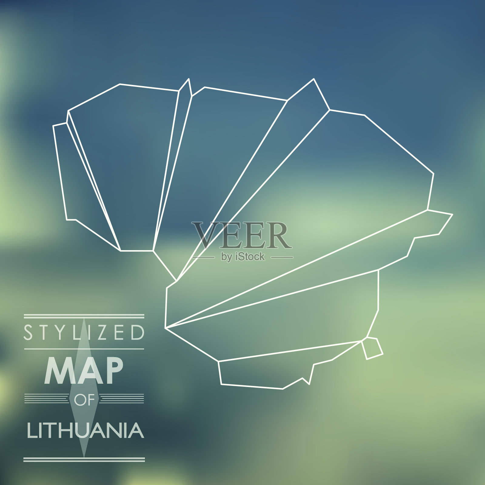 立陶宛的程式化地图插画图片素材