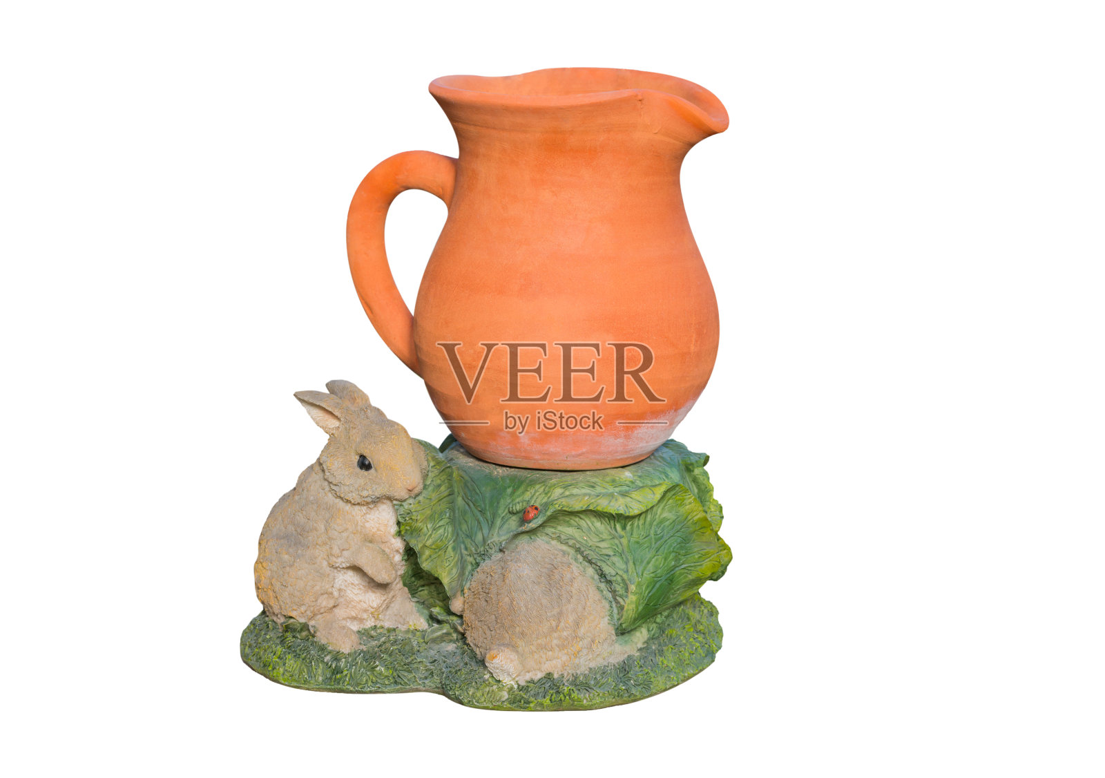 兔泥陶瓶。照片摄影图片