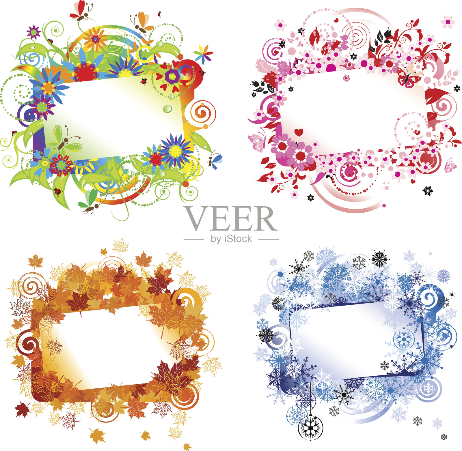 四季，为你的文字设计框架插画图片素材