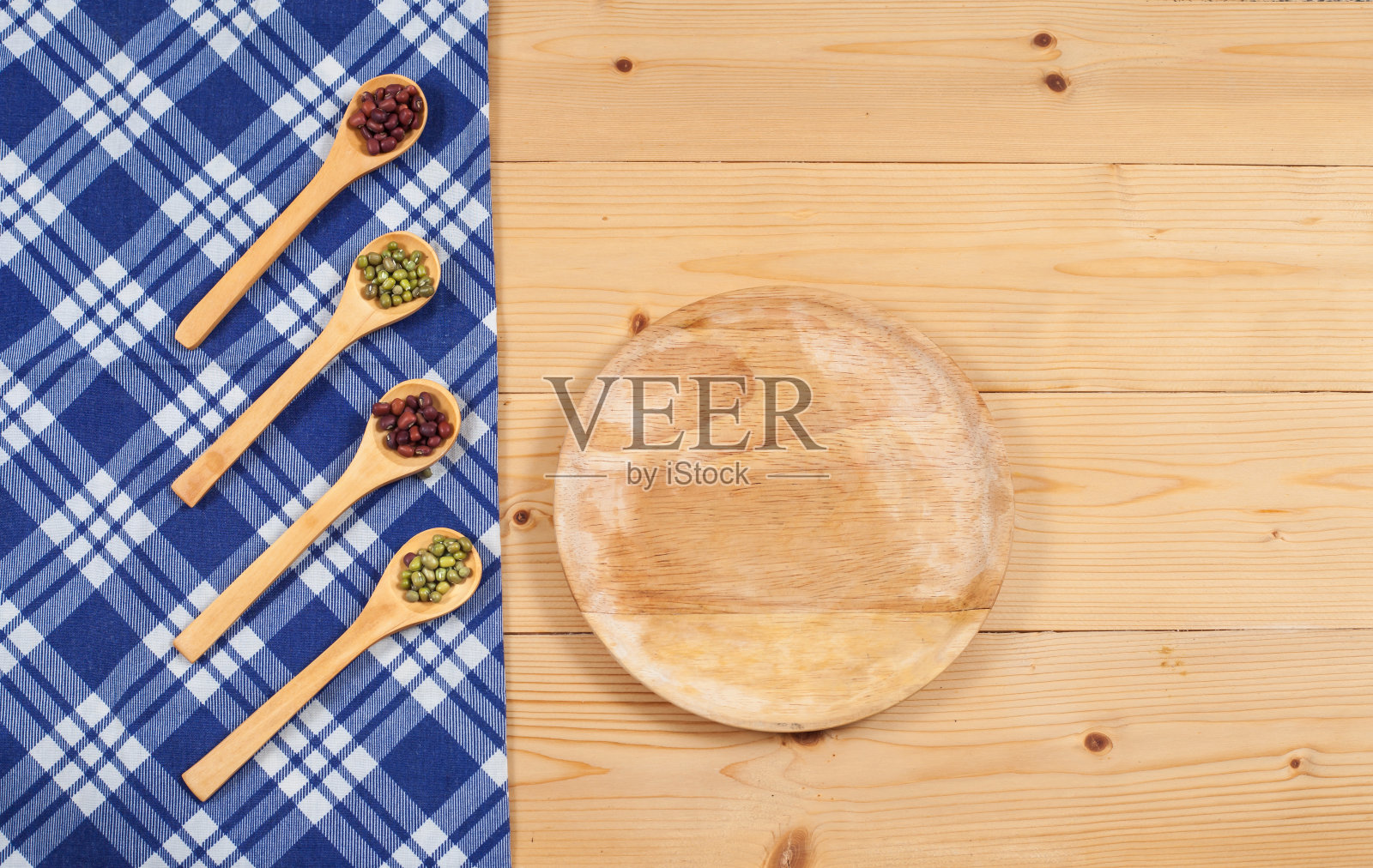 桌布，木勺，木纹背景照片摄影图片