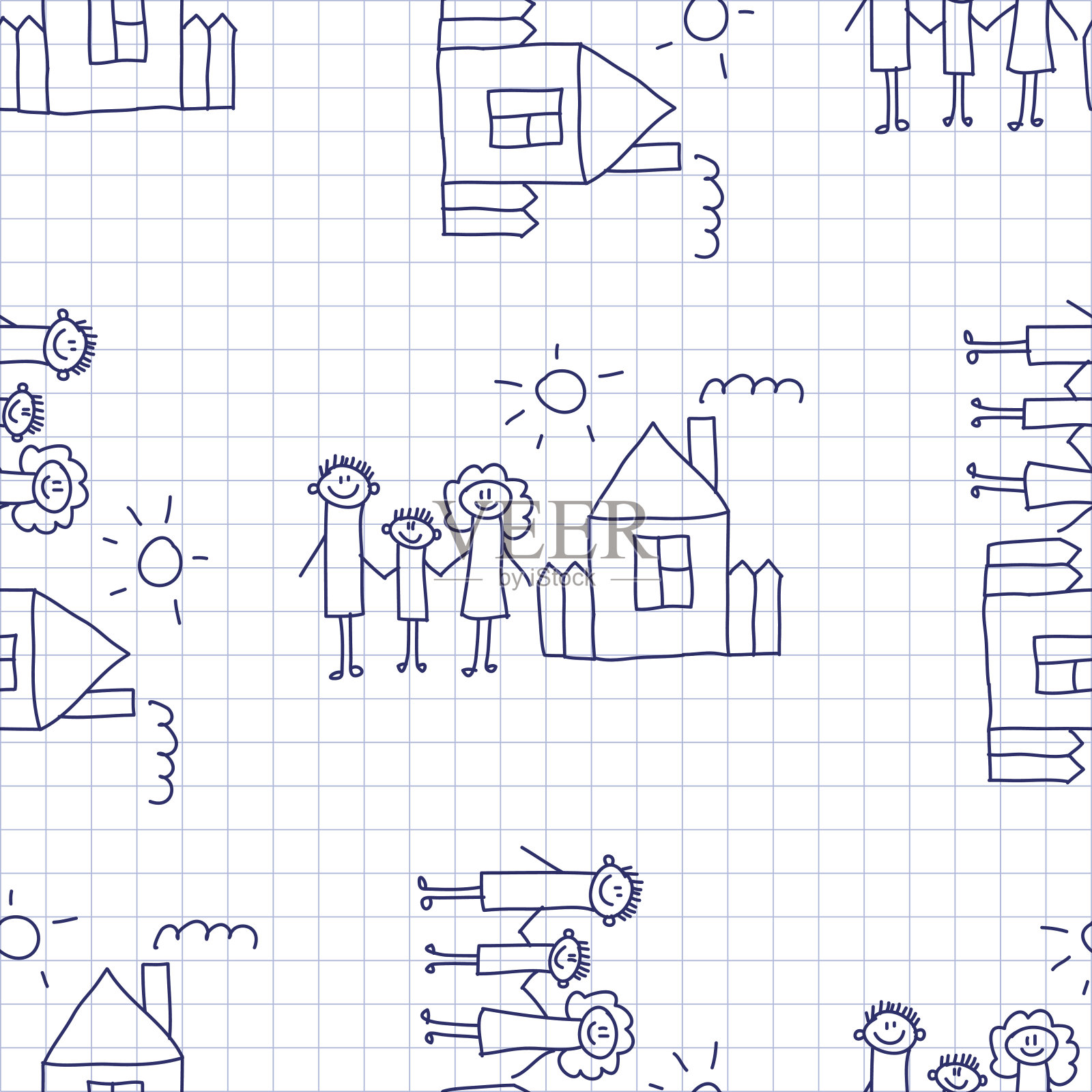 无缝彩色矢量图案。插画图片素材