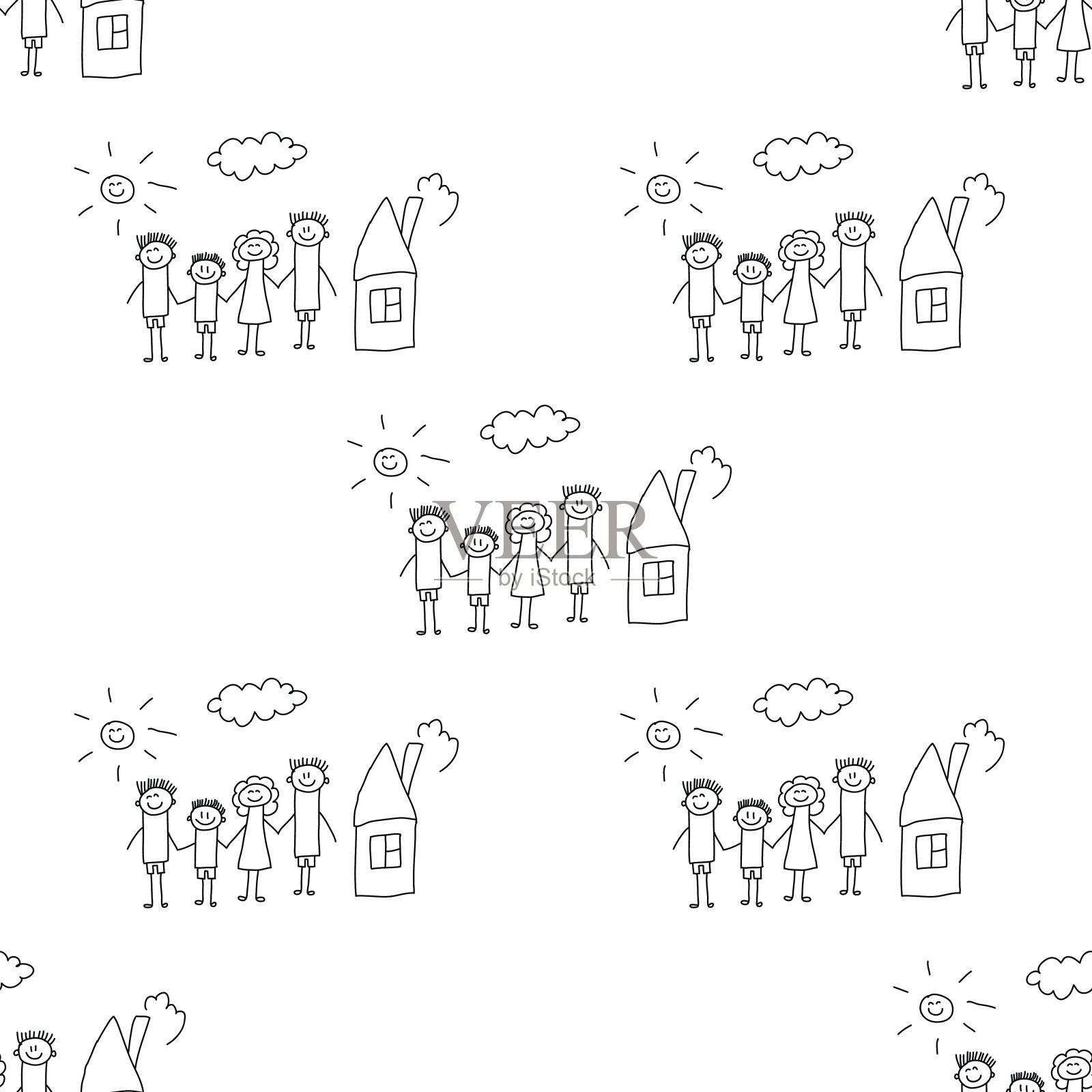 无缝彩色矢量图案。插画图片素材