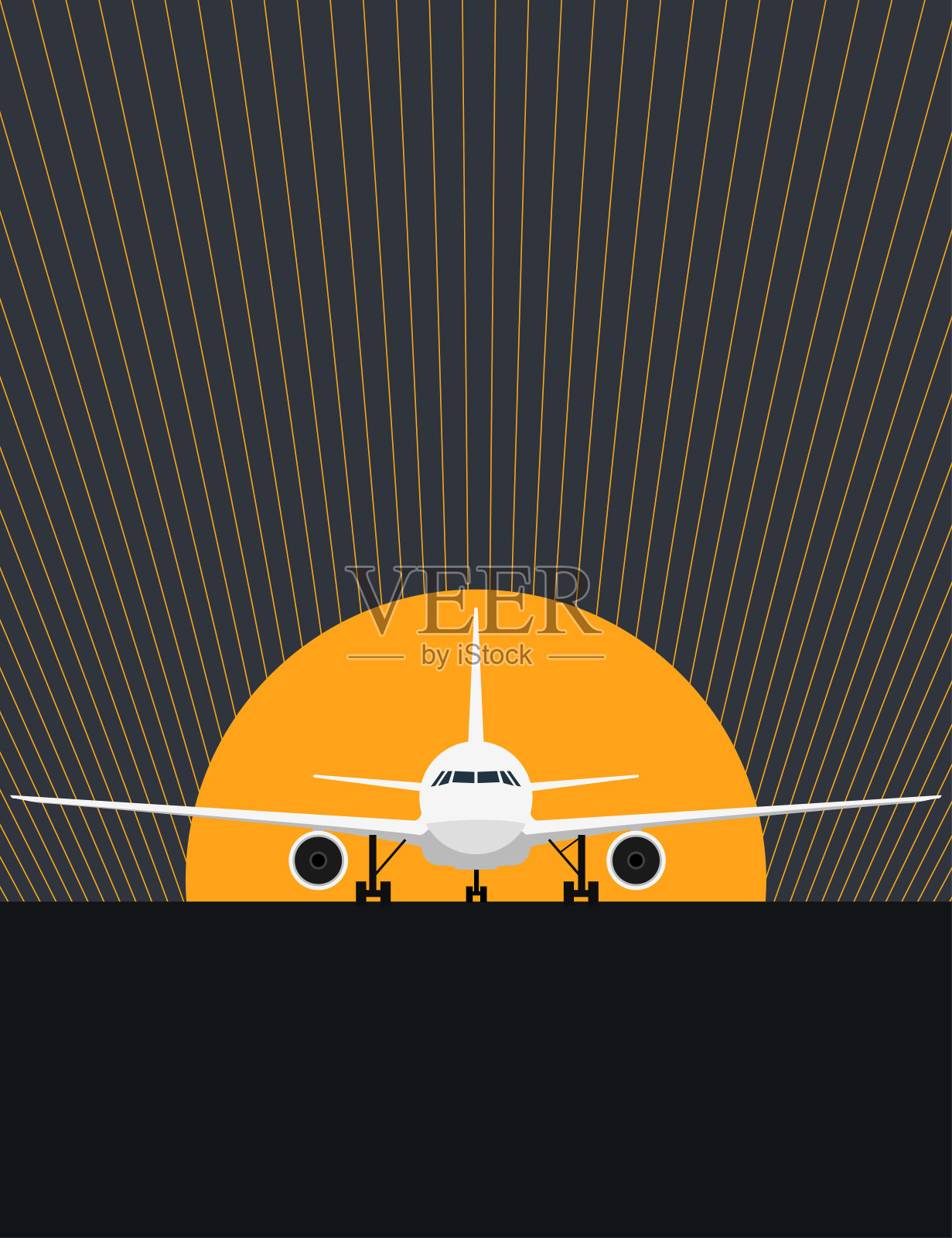 跑道上的飞机插画图片素材