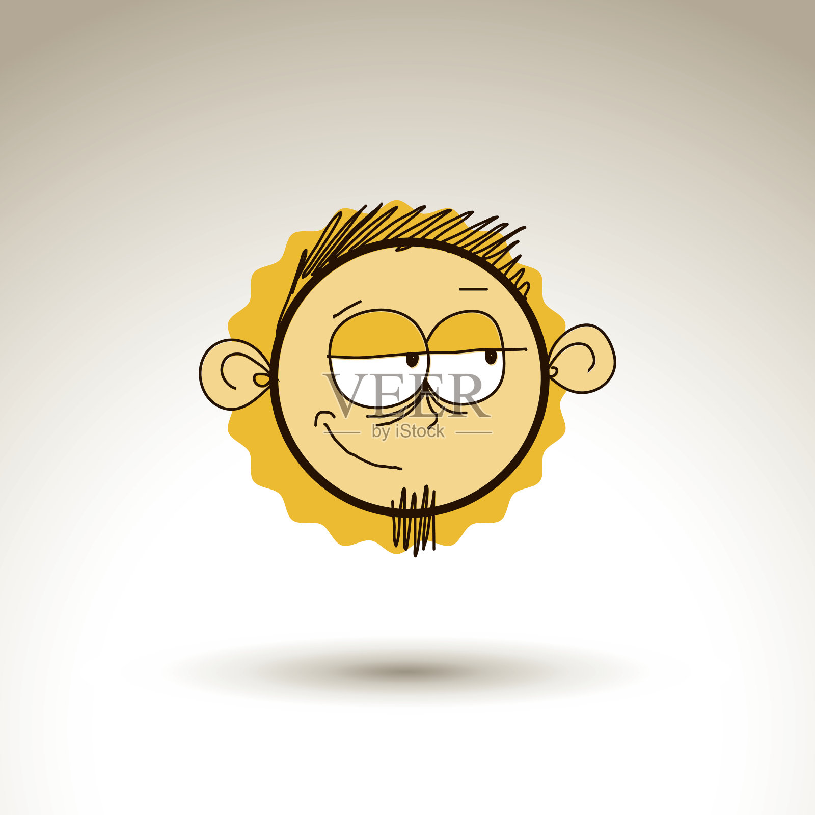 矢量彩色手绘插图的可疑卡通男孩插画图片素材