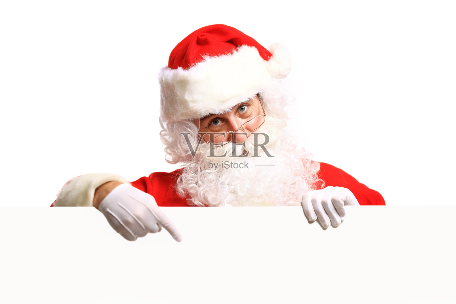 圣诞老人举着横幅，为你的文本留出空间照片摄影图片