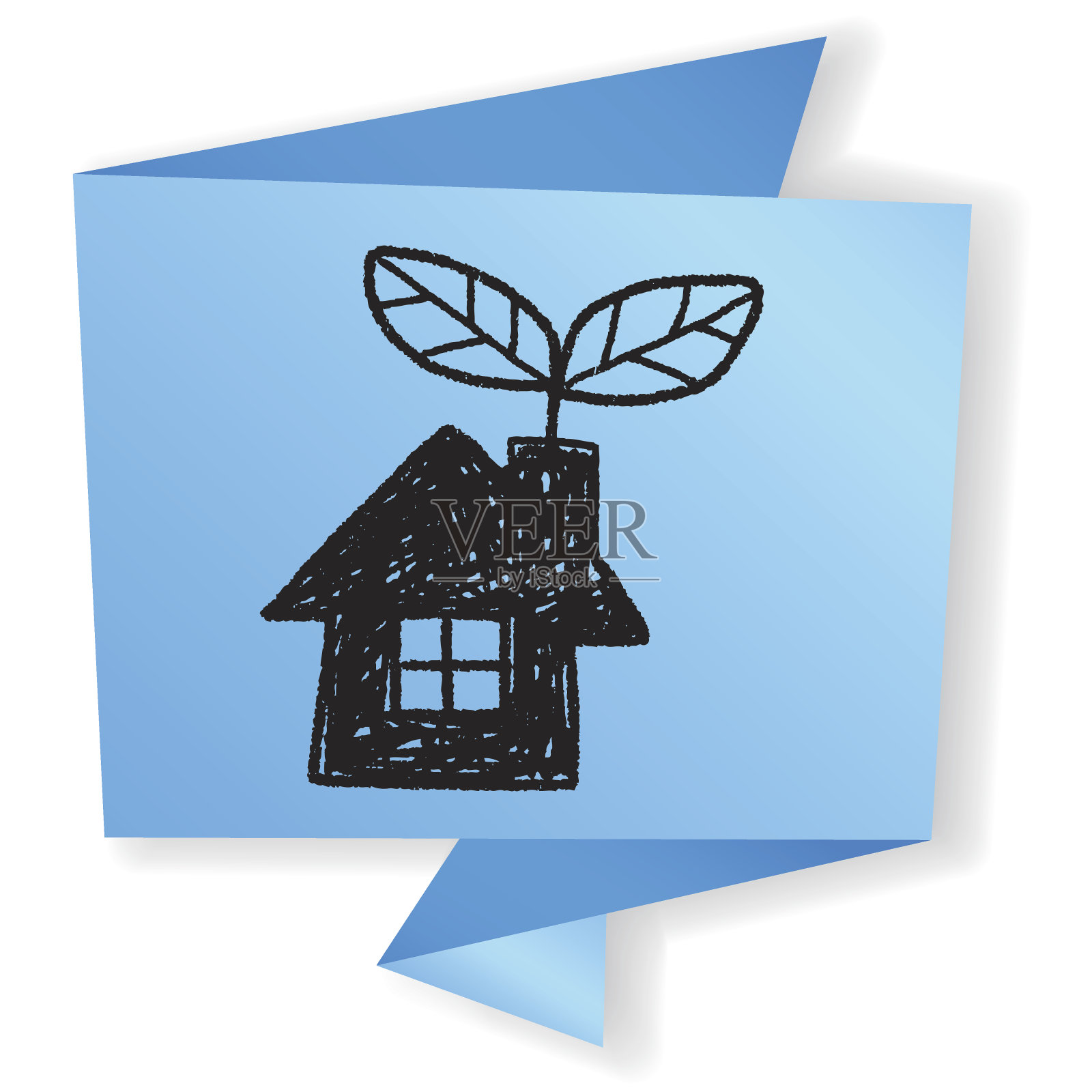 环境保护的概念;温室;绿色的房子;dood插画图片素材