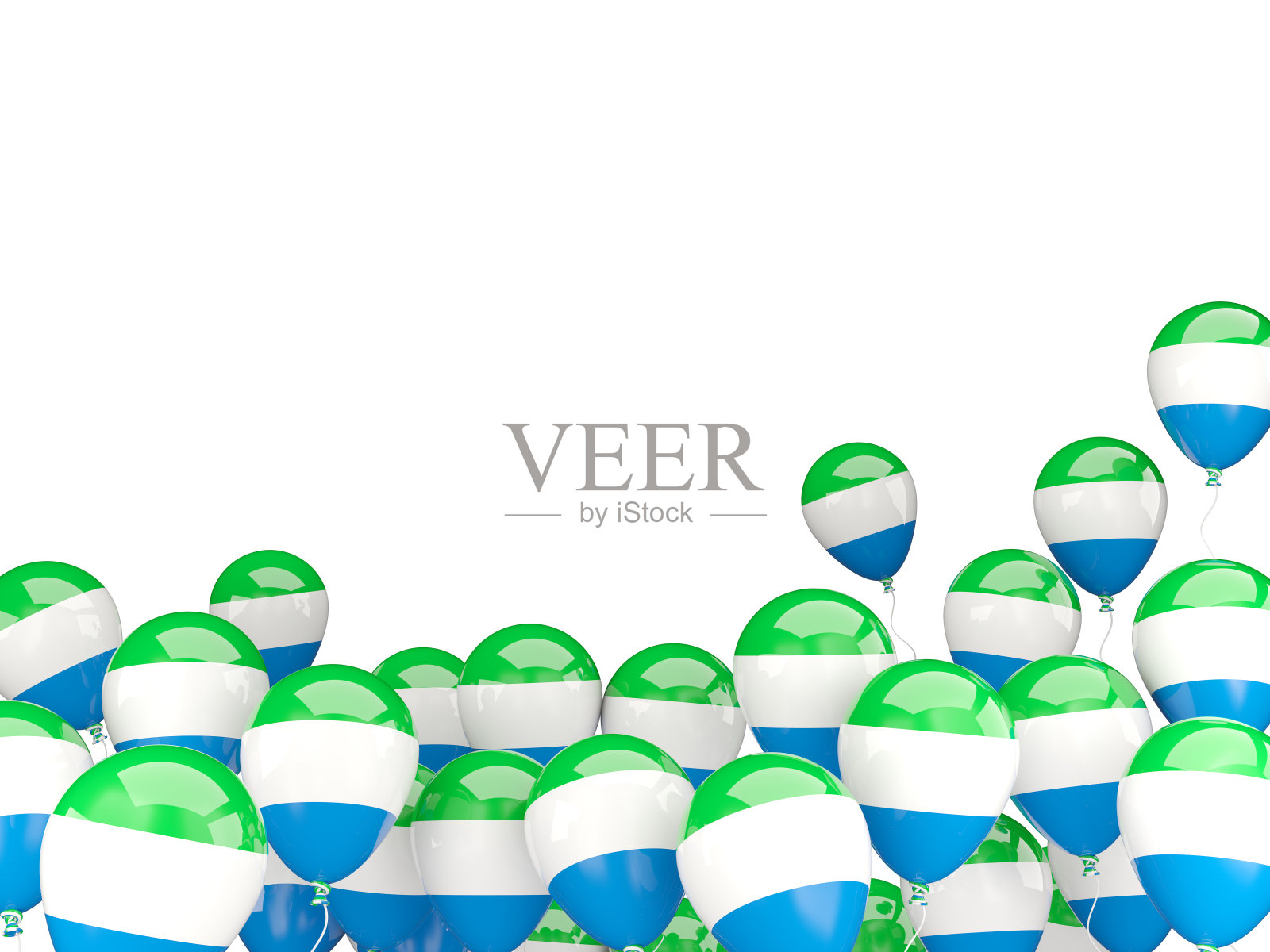 悬挂着塞拉利昂国旗的气球照片摄影图片