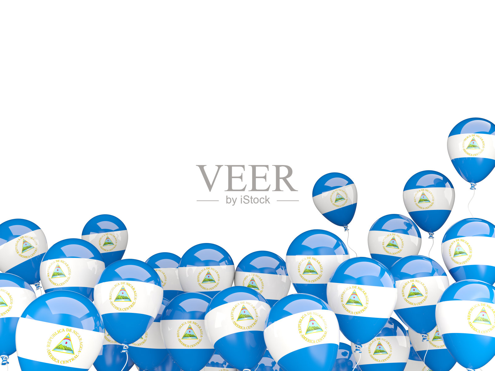 悬挂着尼加拉瓜国旗的气球照片摄影图片