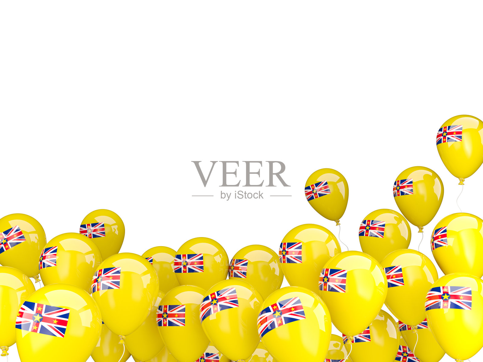 飘着纽埃旗的气球照片摄影图片