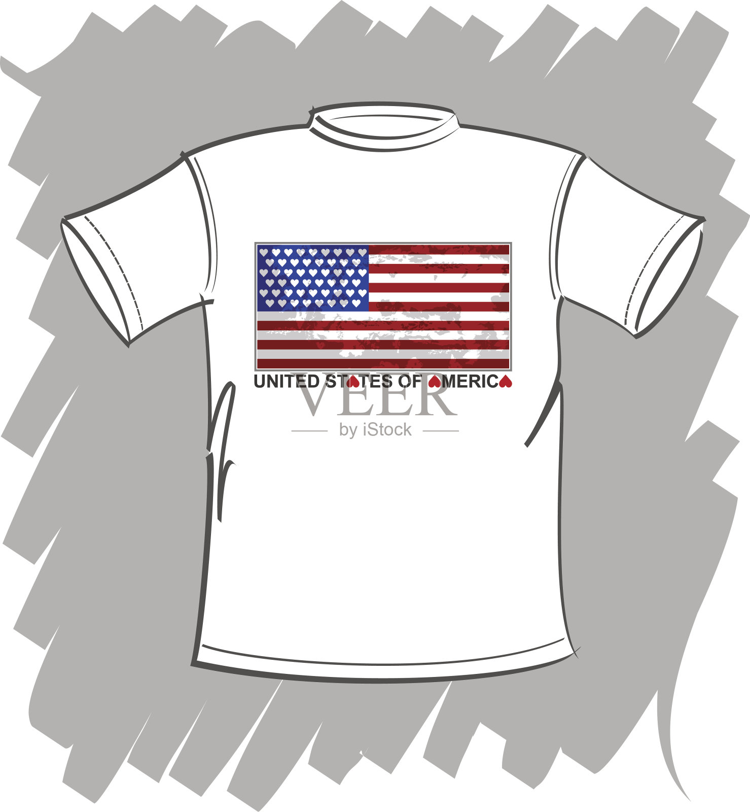 t恤白色，我喜欢美国向量插画图片素材